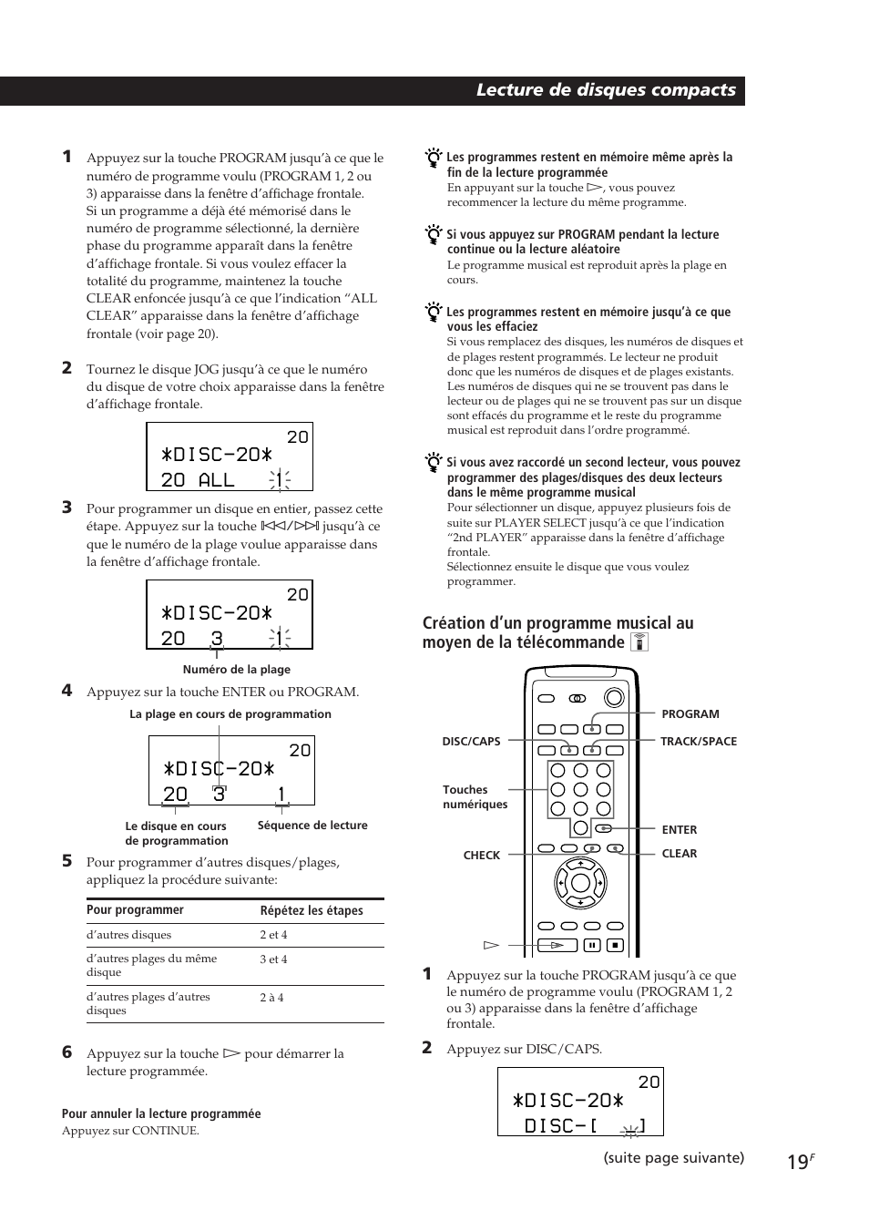 Disc-2o, 2o all 1, Disc | 2o 3 1 | Sony CDP-CX270 User Manual | Page 50 / 125