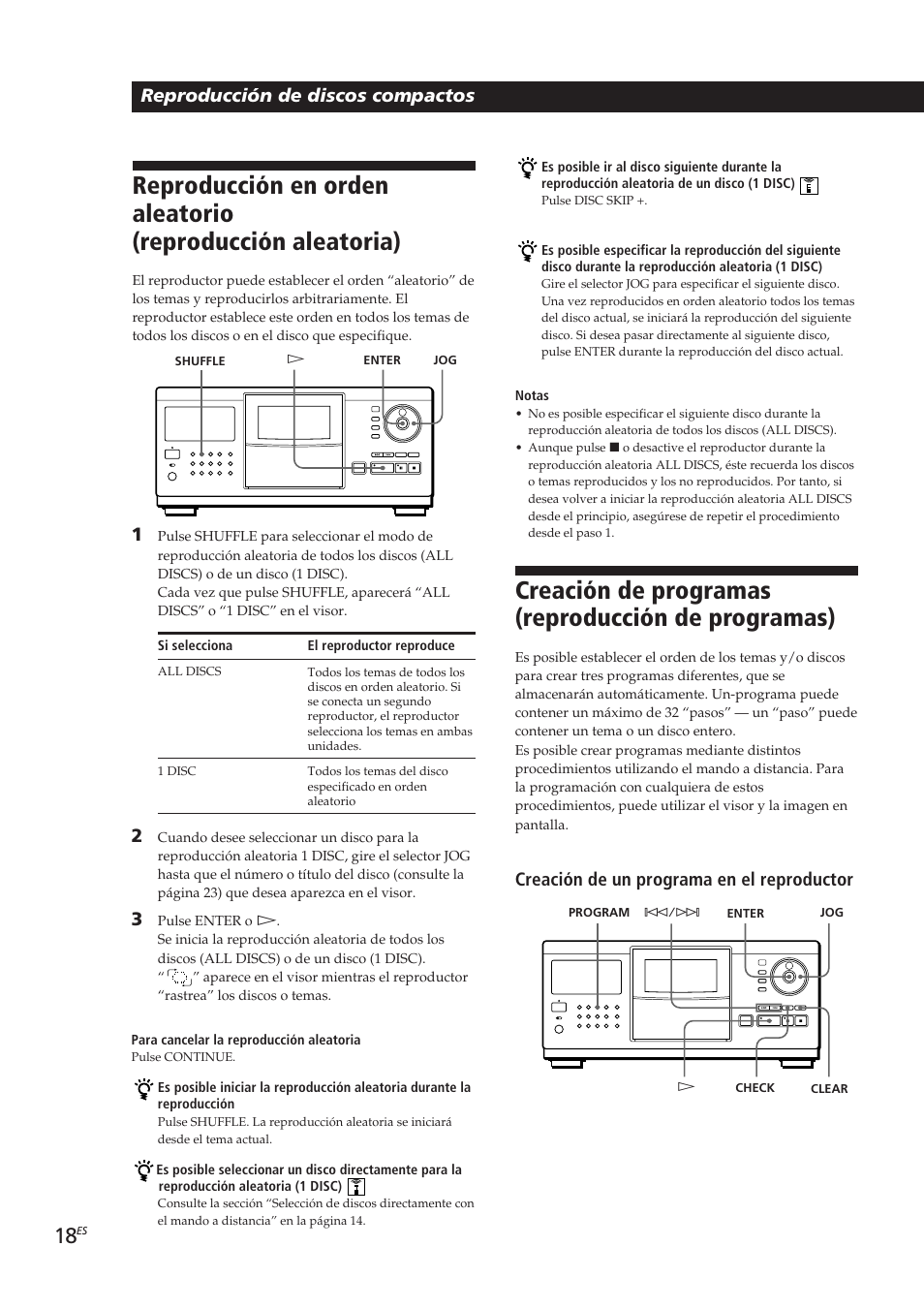 Creación de programas (reproducción de programas), Reproducción de discos compactos, Creación de un programa en el reproductor | Sony CDP-CX270 User Manual | Page 80 / 125