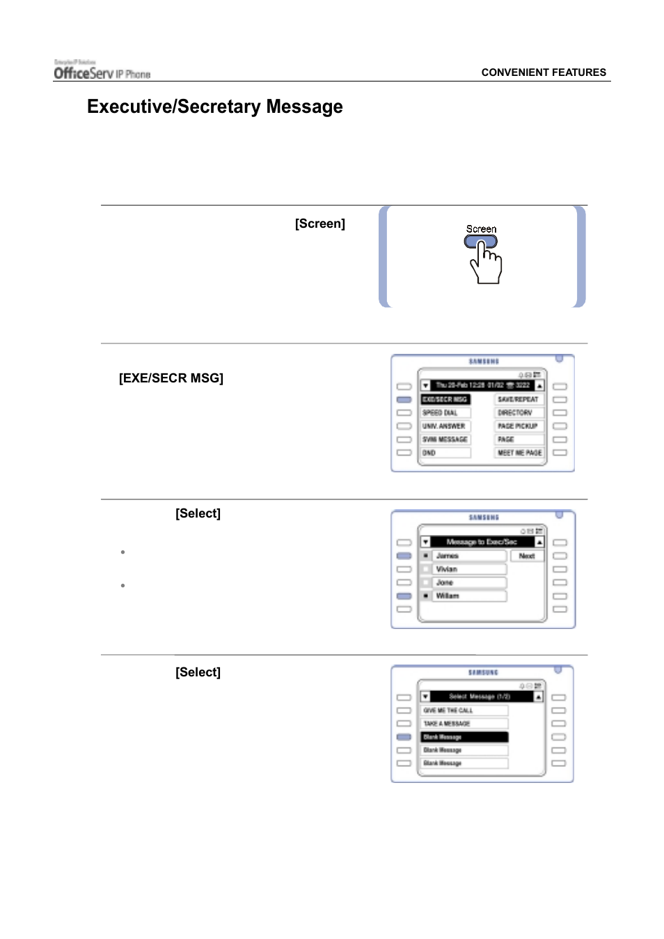 Executive/secretary message | Samsung ITP5012L User Manual | Page 105 / 164