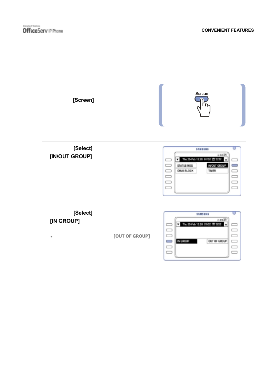 In/out of group | Samsung ITP5012L User Manual | Page 107 / 164