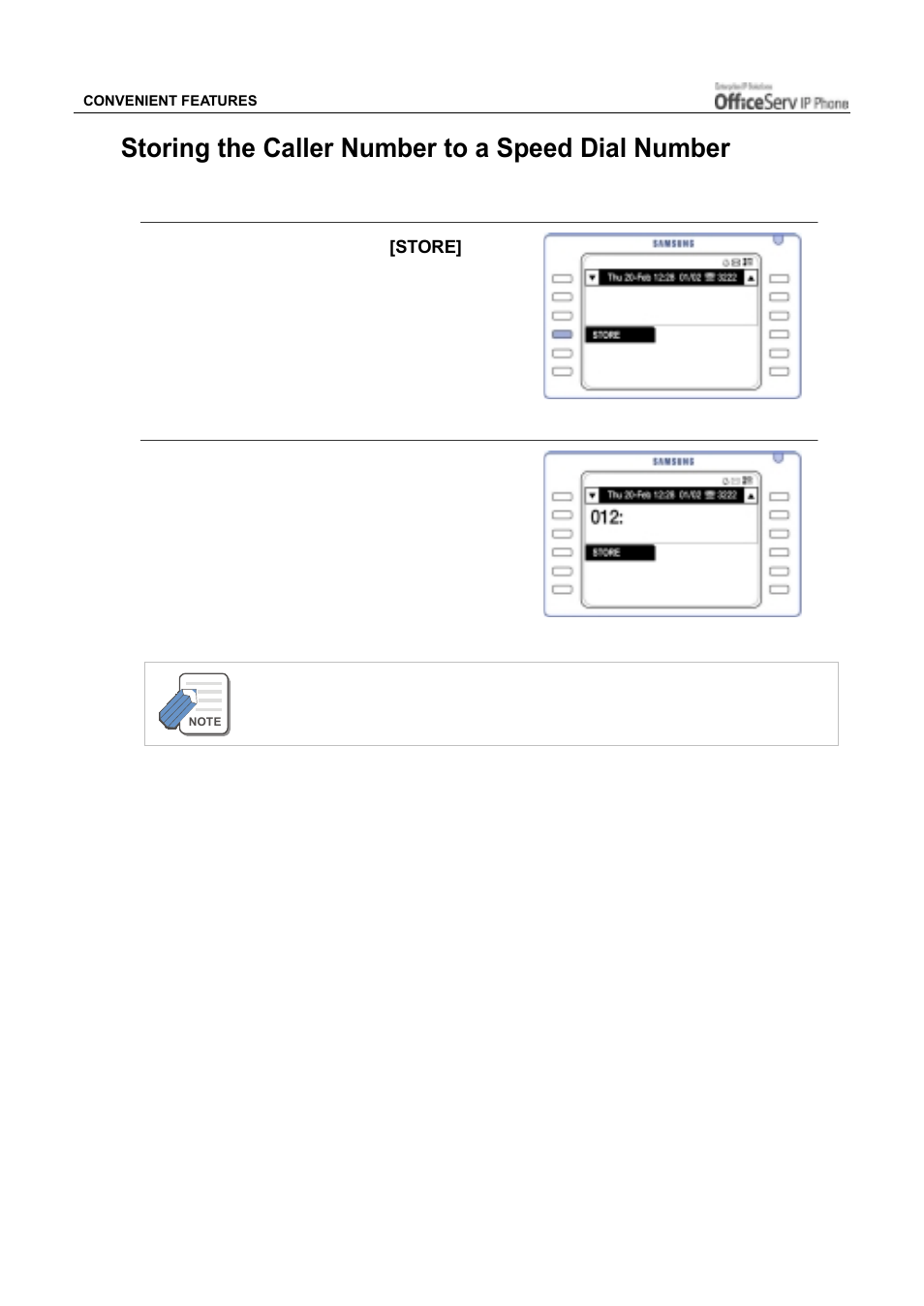 Storing the caller number to a speed dial number | Samsung ITP5012L User Manual | Page 110 / 164