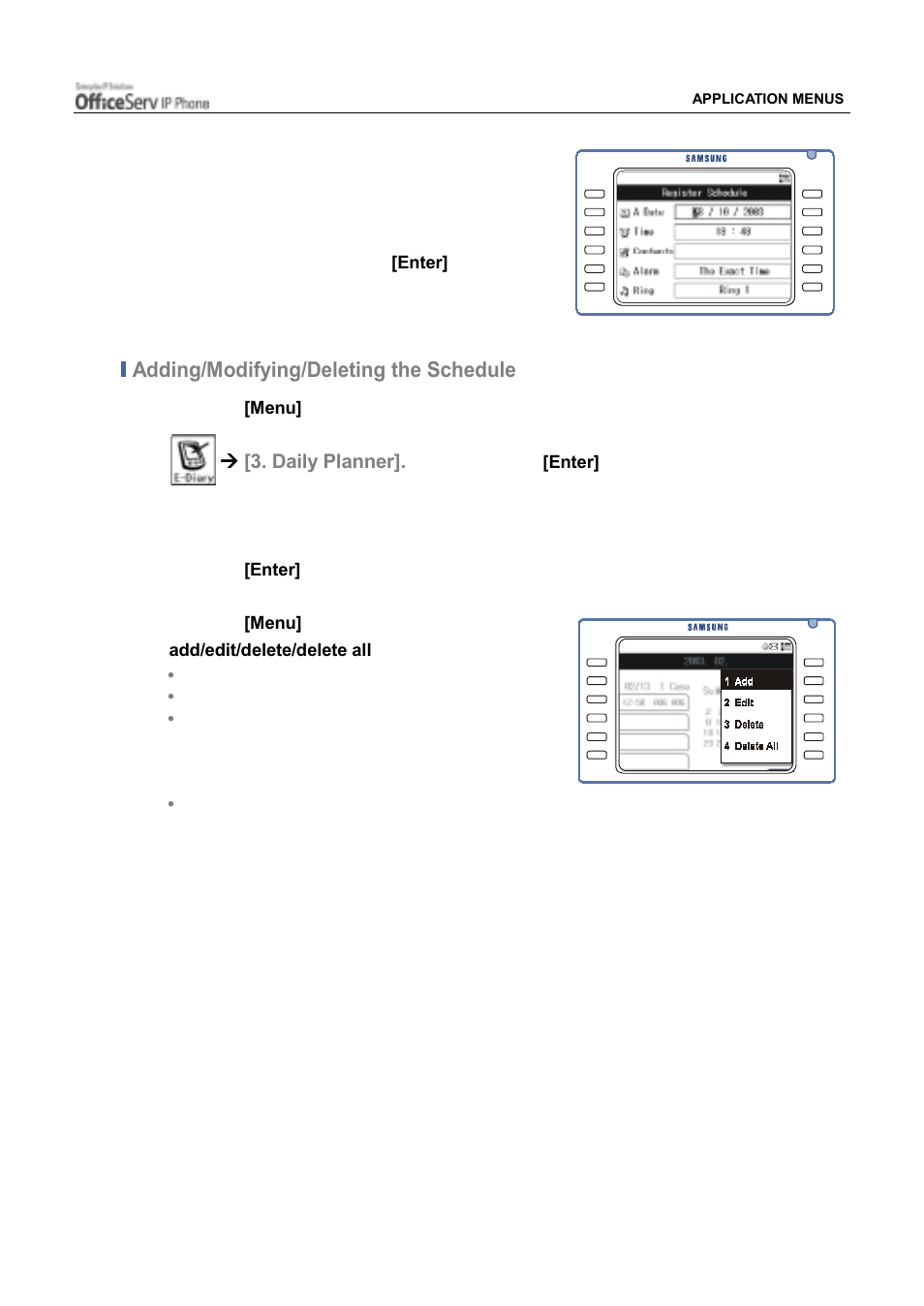 Adding/modifying/deleting the schedule | Samsung ITP5012L User Manual | Page 129 / 164