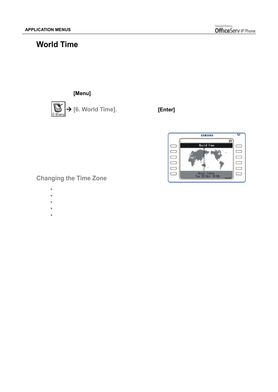 World time, Changing the time zone | Samsung ITP5012L User Manual | Page 132 / 164