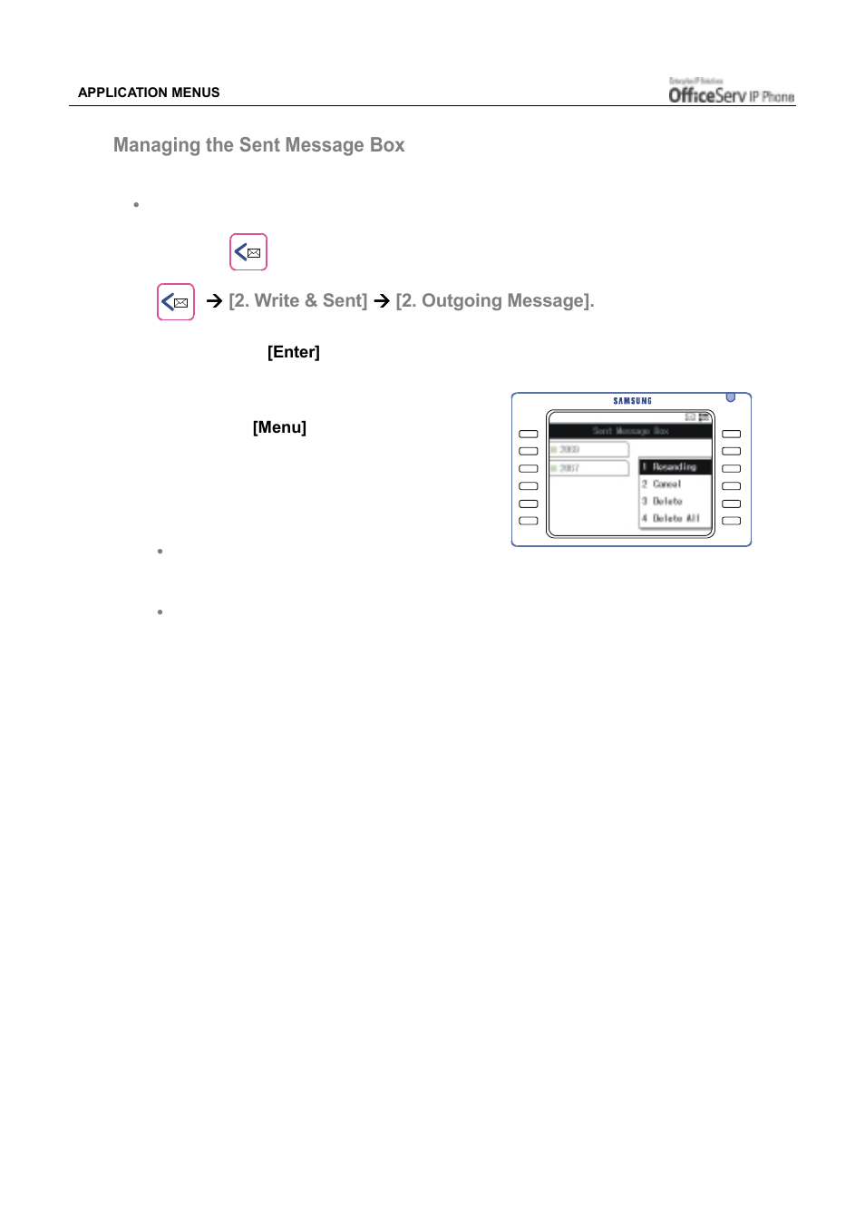 Managing the sent message box | Samsung ITP5012L User Manual | Page 140 / 164