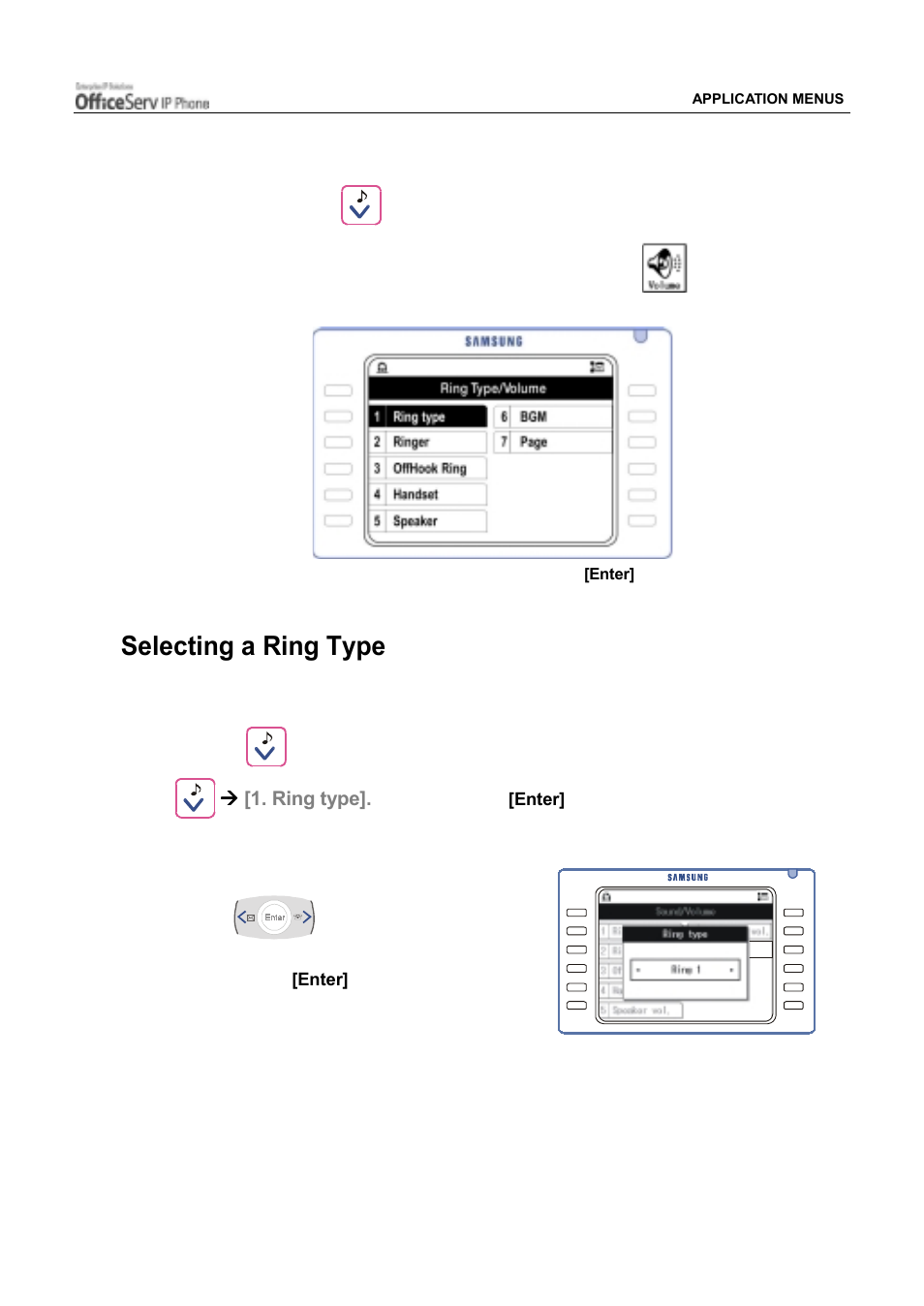 Volume adjustment, Selecting a ring type | Samsung ITP5012L User Manual | Page 143 / 164