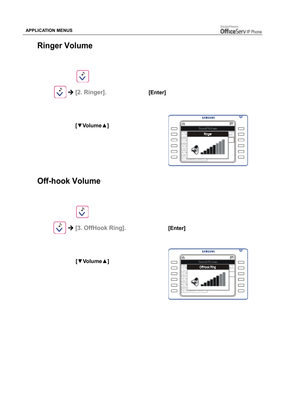 Ringer volume, Off-hook volume | Samsung ITP5012L User Manual | Page 144 / 164