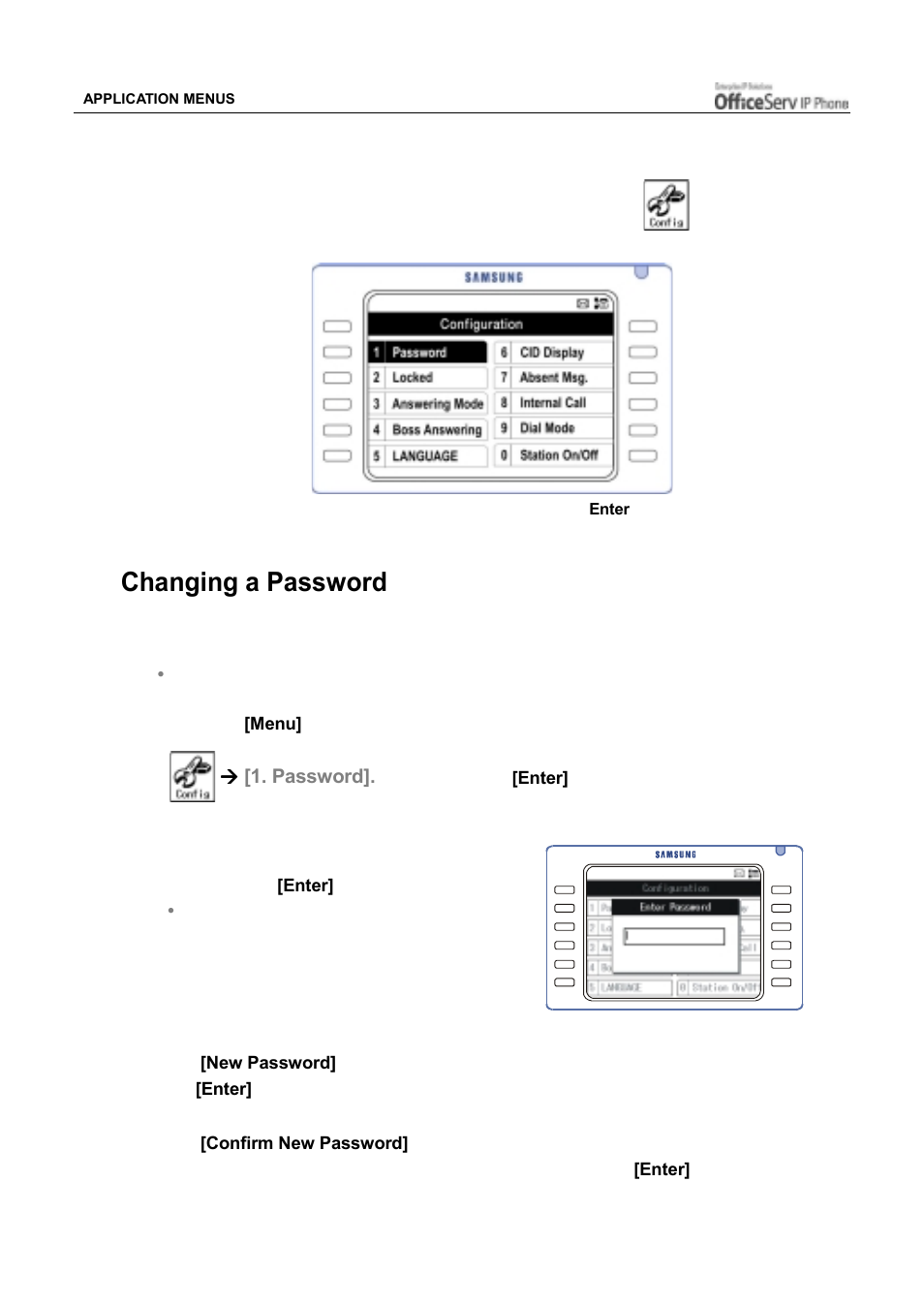 Configuration, Changing a password | Samsung ITP5012L User Manual | Page 148 / 164