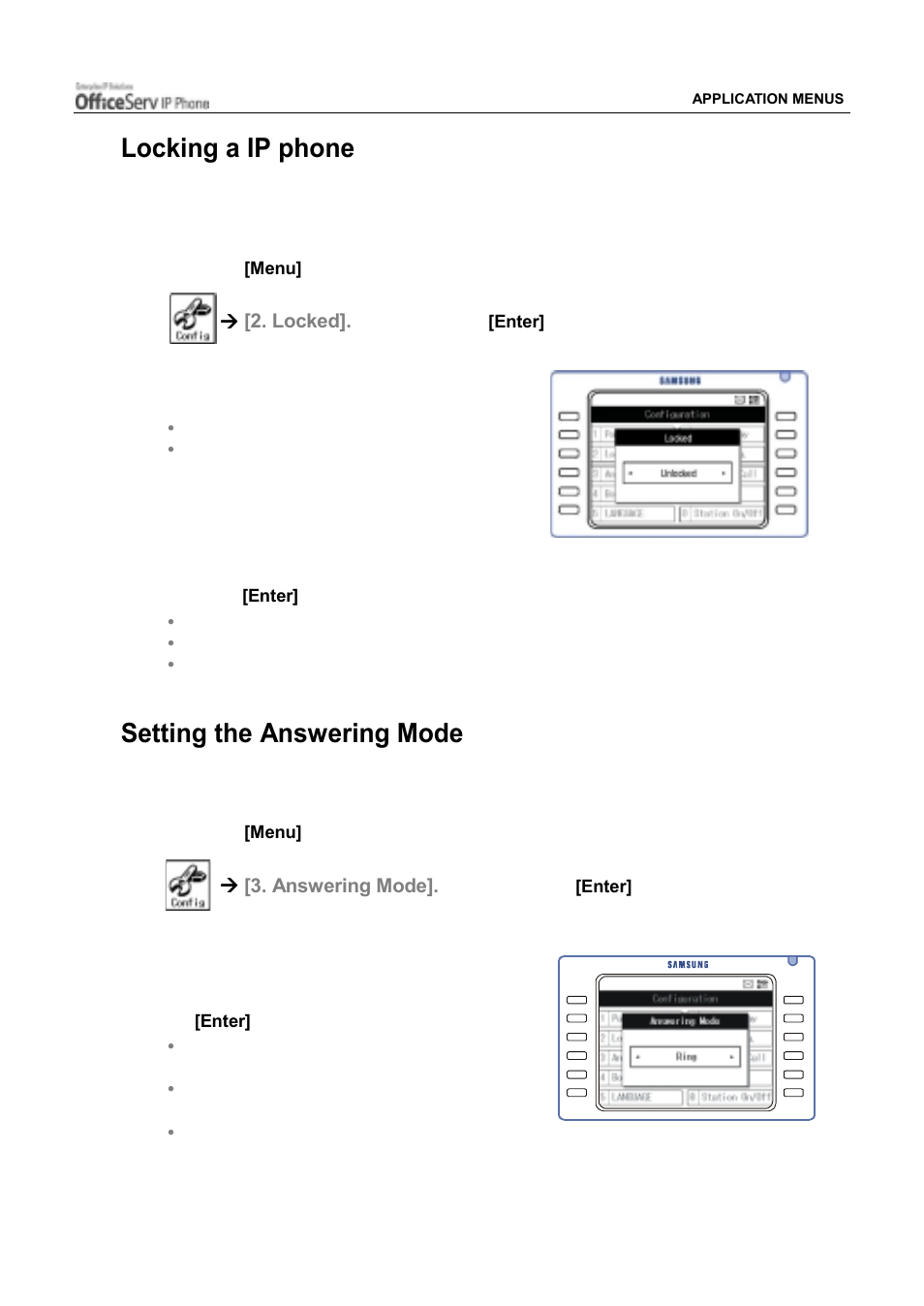 Locking a ip phone, Setting the answering mode | Samsung ITP5012L User Manual | Page 149 / 164