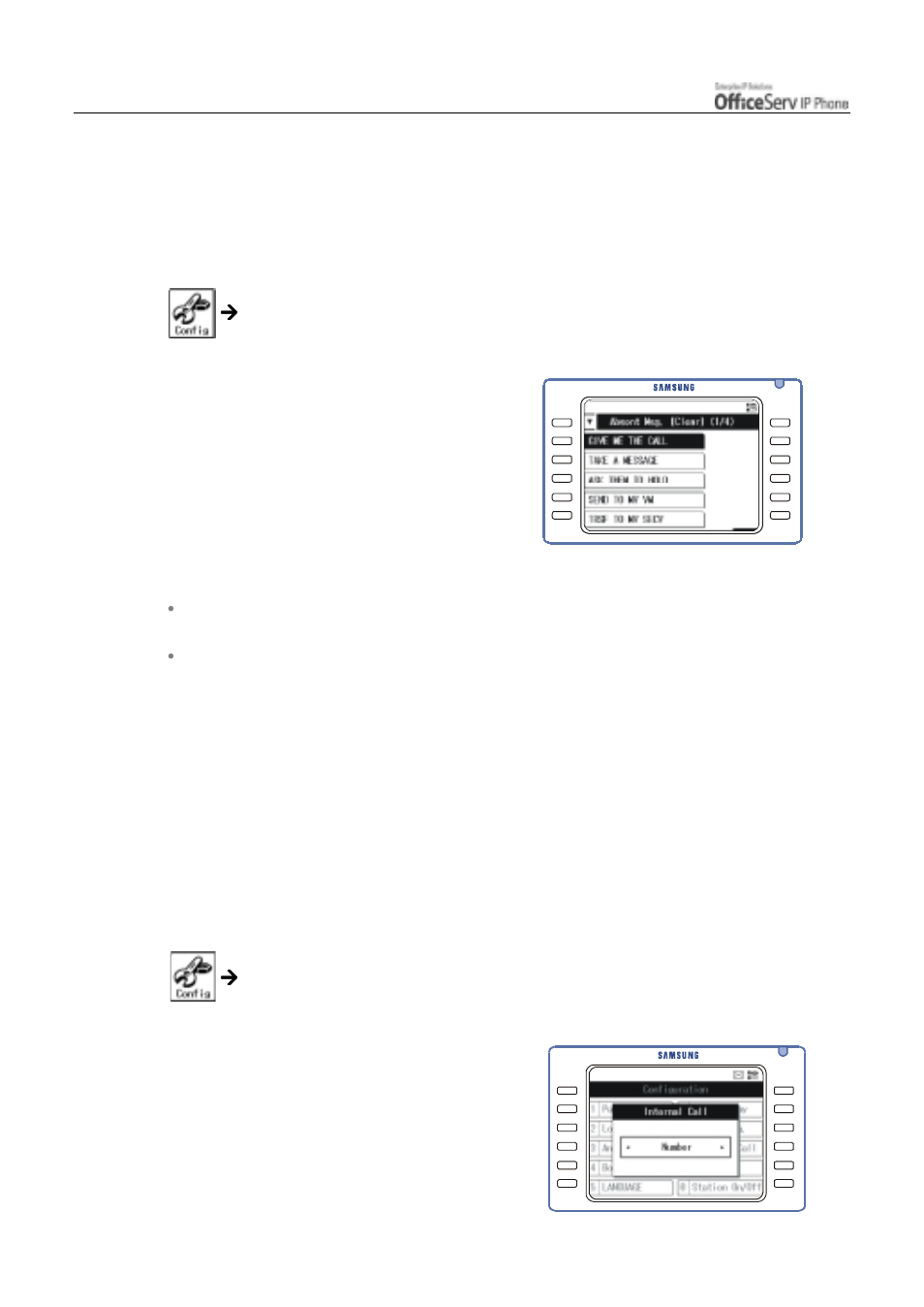 Setting absent messages, Displaying internal calls | Samsung ITP5012L User Manual | Page 152 / 164