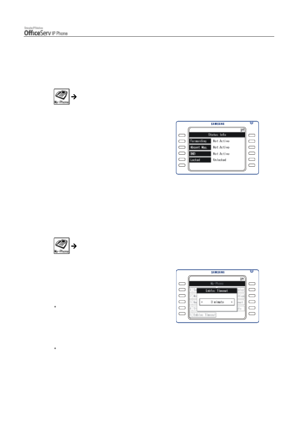 Viewing status information, Enbloc timeout | Samsung ITP5012L User Manual | Page 157 / 164