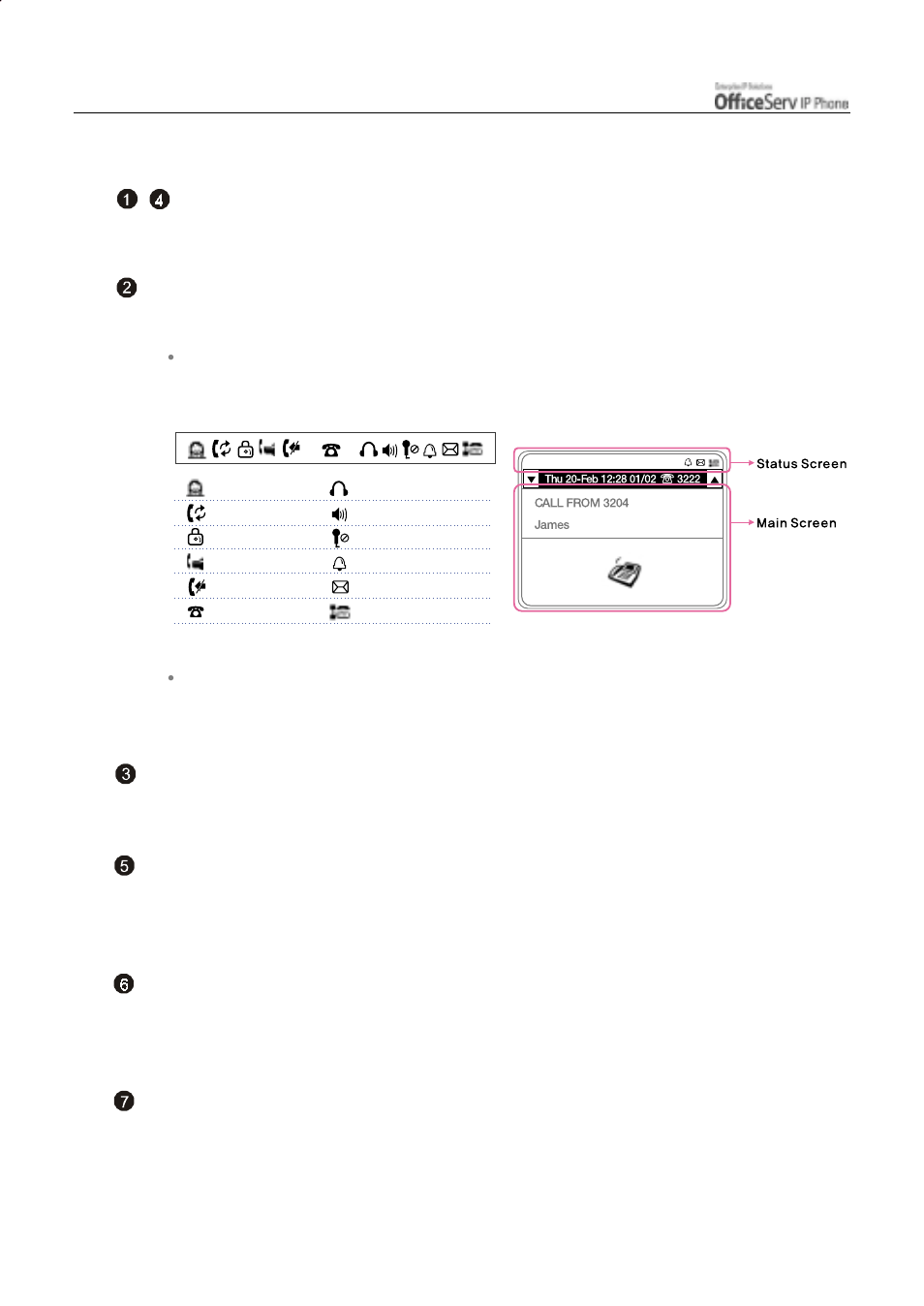 Name and features of each partembed, Select] buttons, Lcd screen | Status indicator, Screen button, Volume button, Scroll key | Samsung ITP5012L User Manual | Page 22 / 164