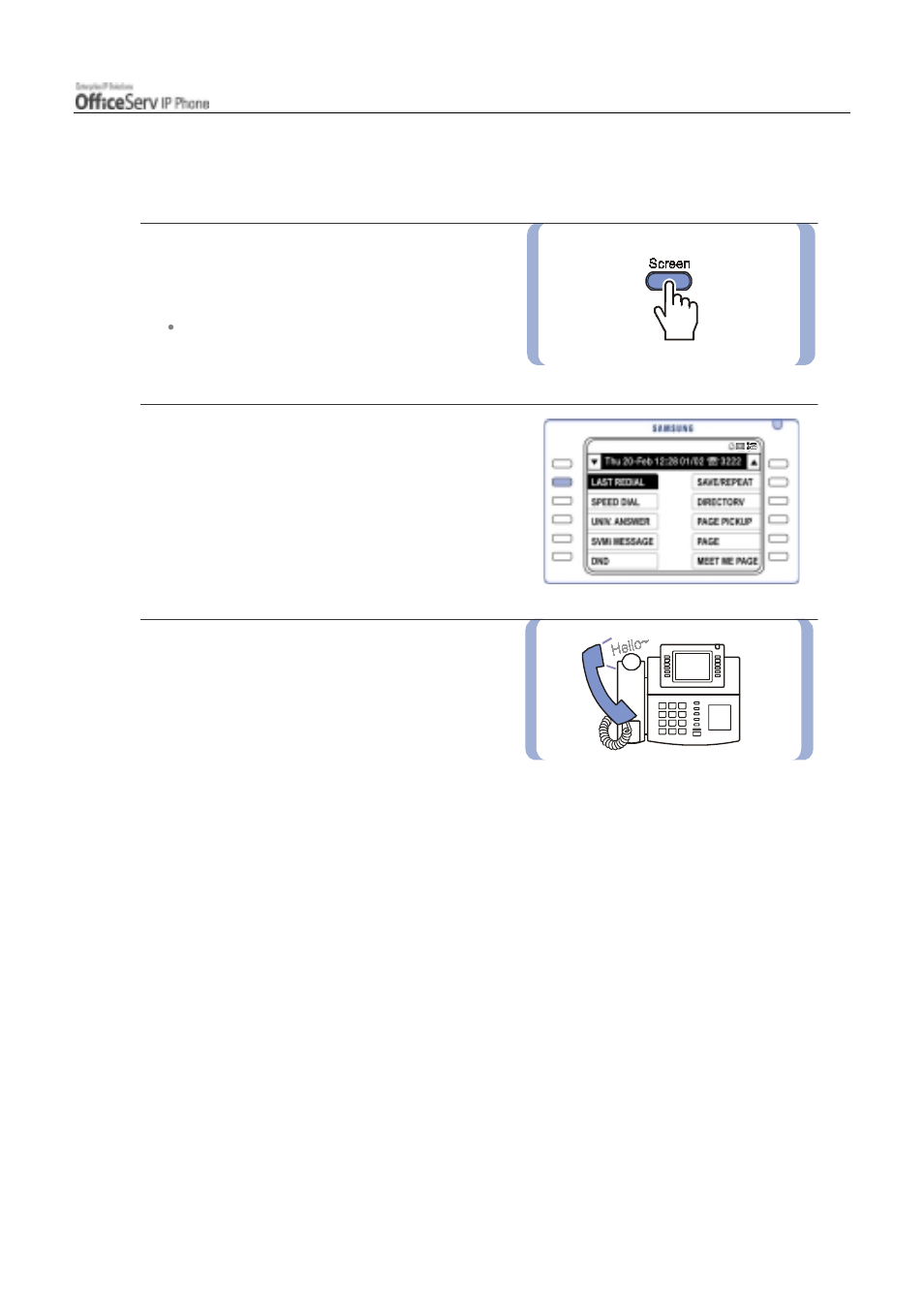 Redial | Samsung ITP5012L User Manual | Page 55 / 164