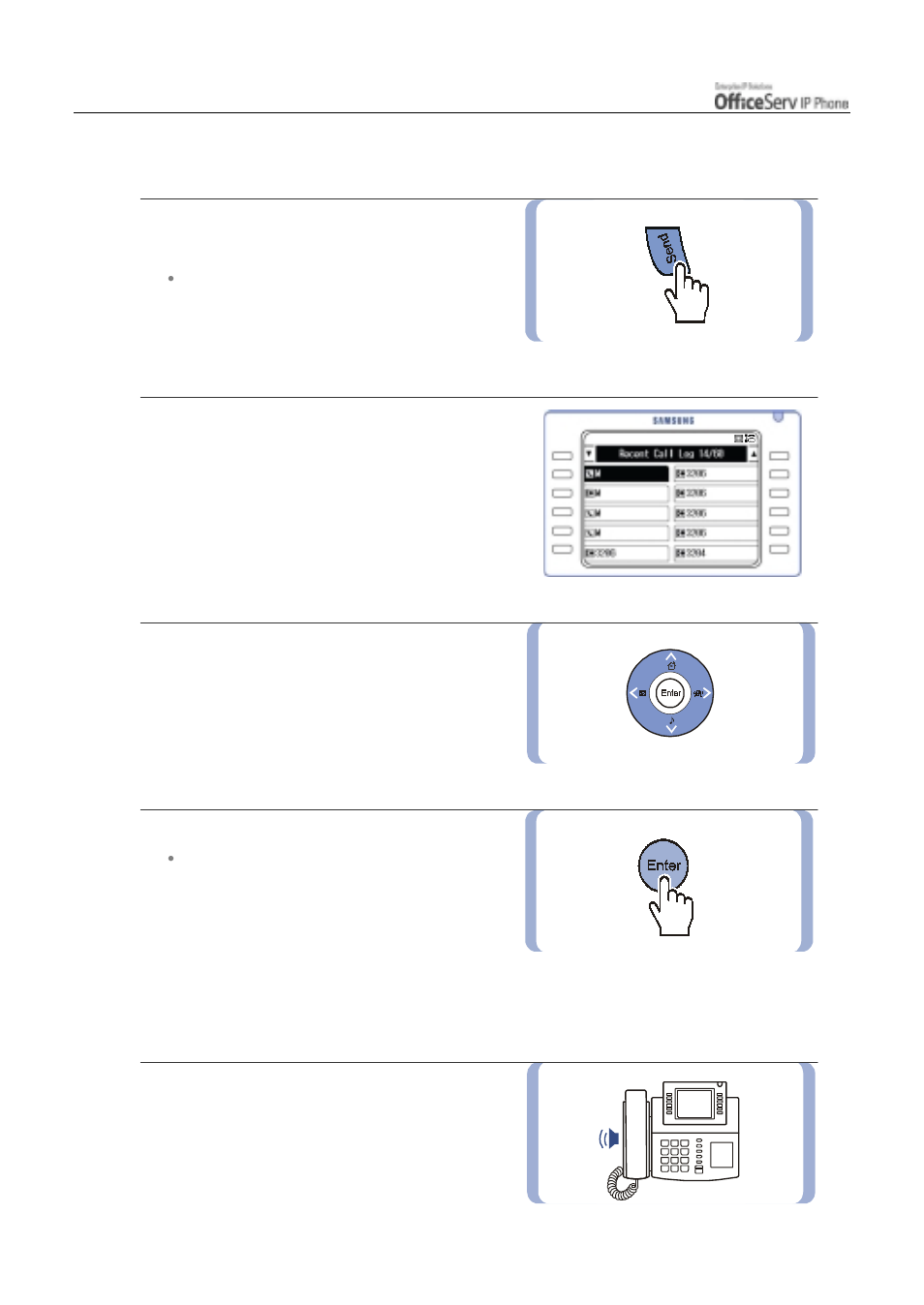 Dialling from your recent call log | Samsung ITP5012L User Manual | Page 62 / 164