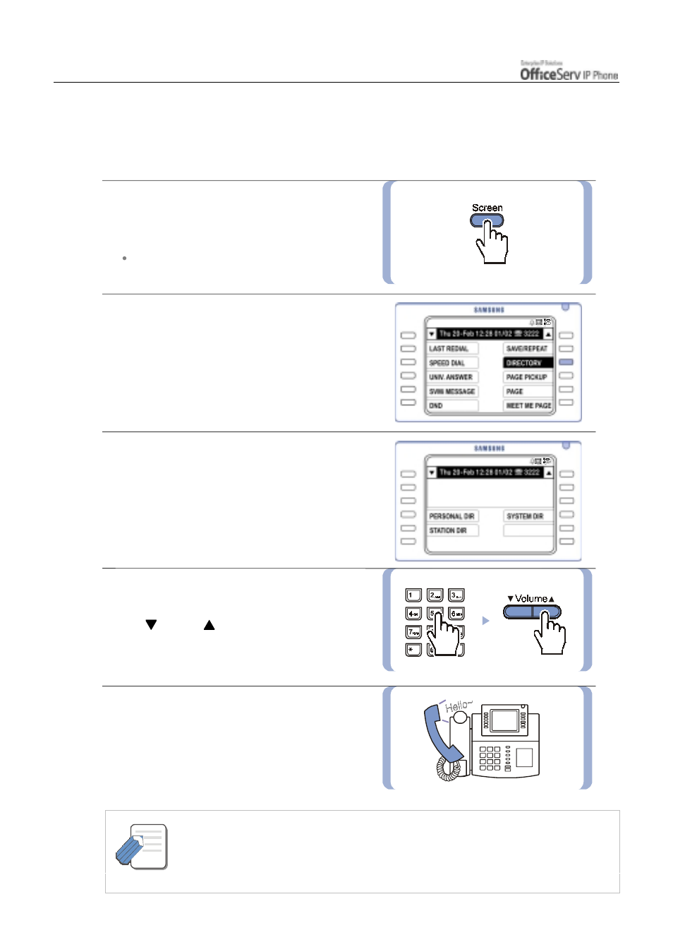 Dialling from the directory name | Samsung ITP5012L User Manual | Page 64 / 164