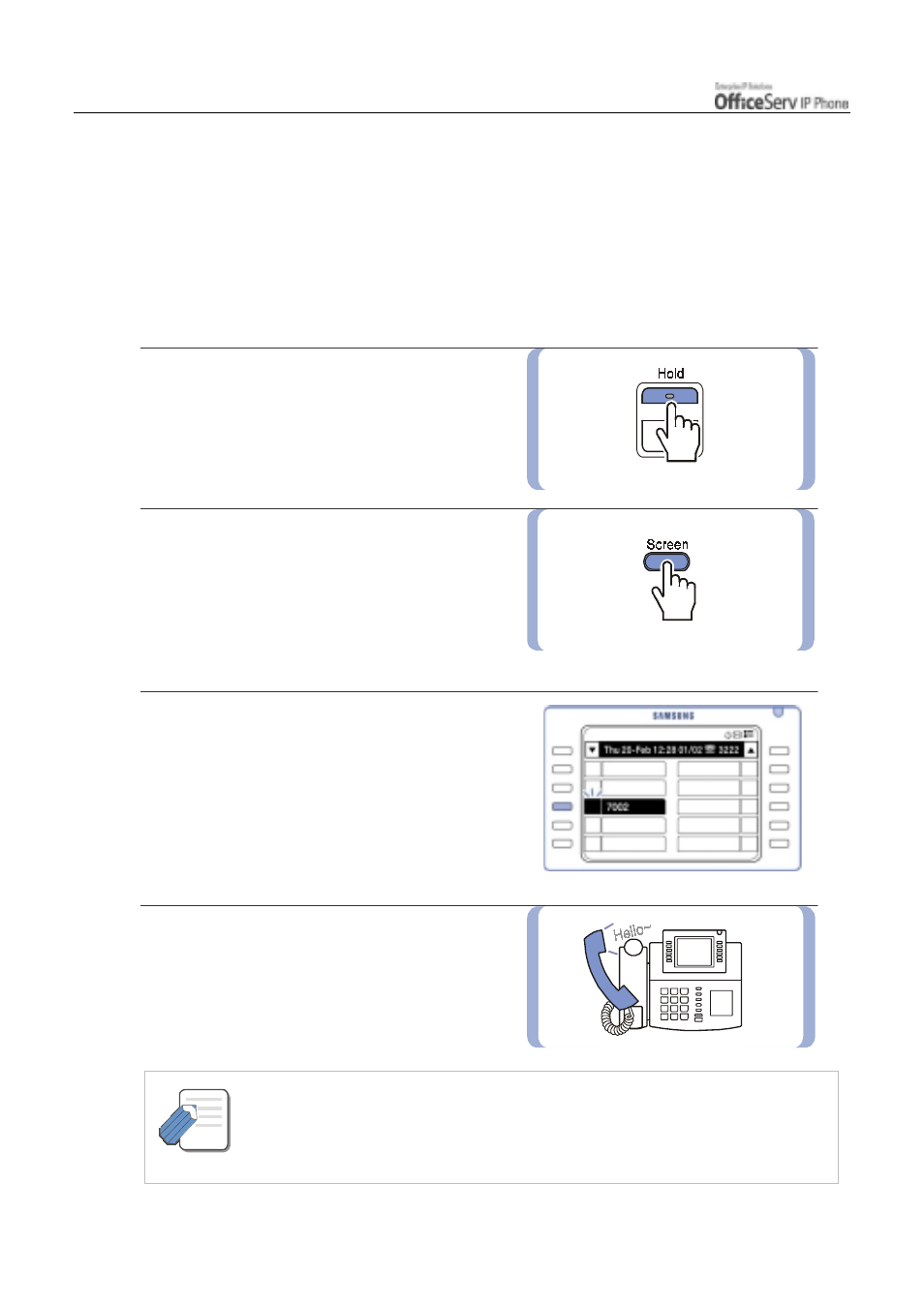 During a outside call, Hold an outside call | Samsung ITP5012L User Manual | Page 78 / 164