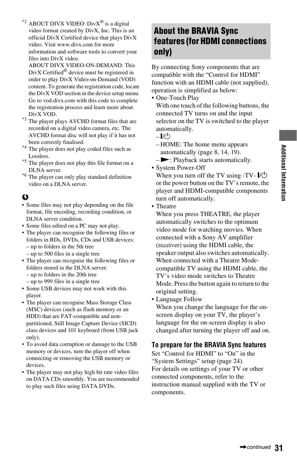 Sony BDP-S470 User Manual | Page 31 / 35