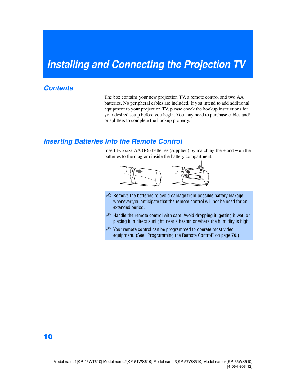 Sony KP-46WT510 User Manual | Page 13 / 86