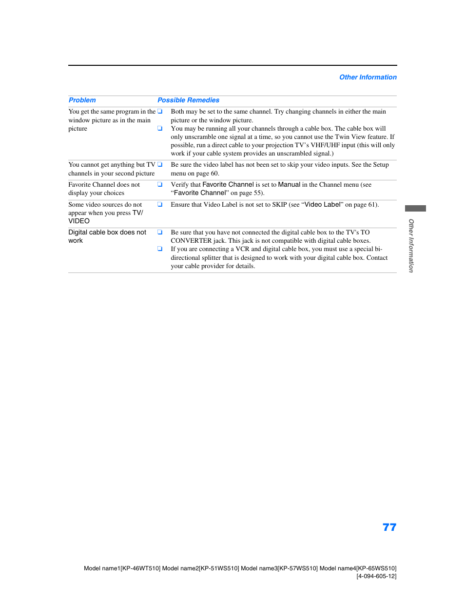 Sony KP-46WT510 User Manual | Page 80 / 86