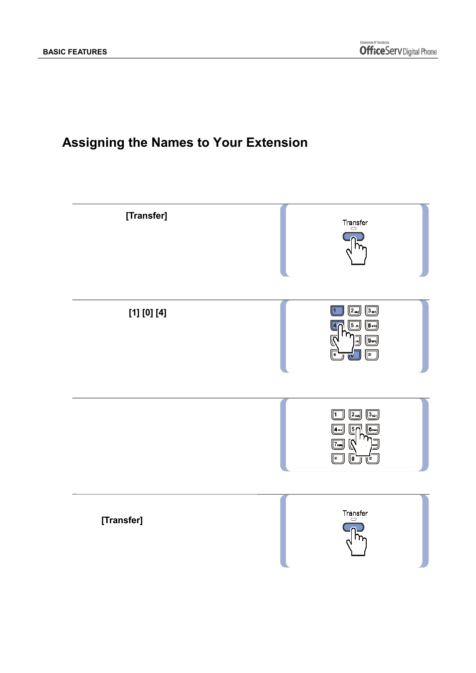 Intercom calls, Assigning the names to your extension | Samsung DS5021D User Manual | Page 48 / 144
