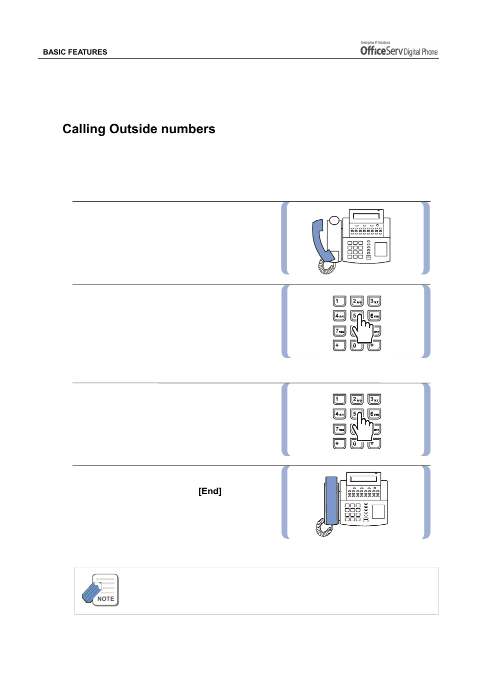 Outside calls, Calling outside numbers | Samsung DS5021D User Manual | Page 54 / 144