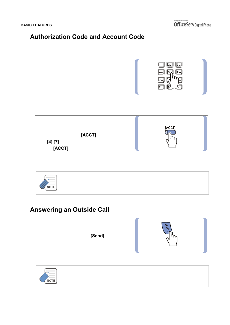 Authorization code and account code, Answering an outside call, Authorization code | Account code | Samsung DS5021D User Manual | Page 56 / 144