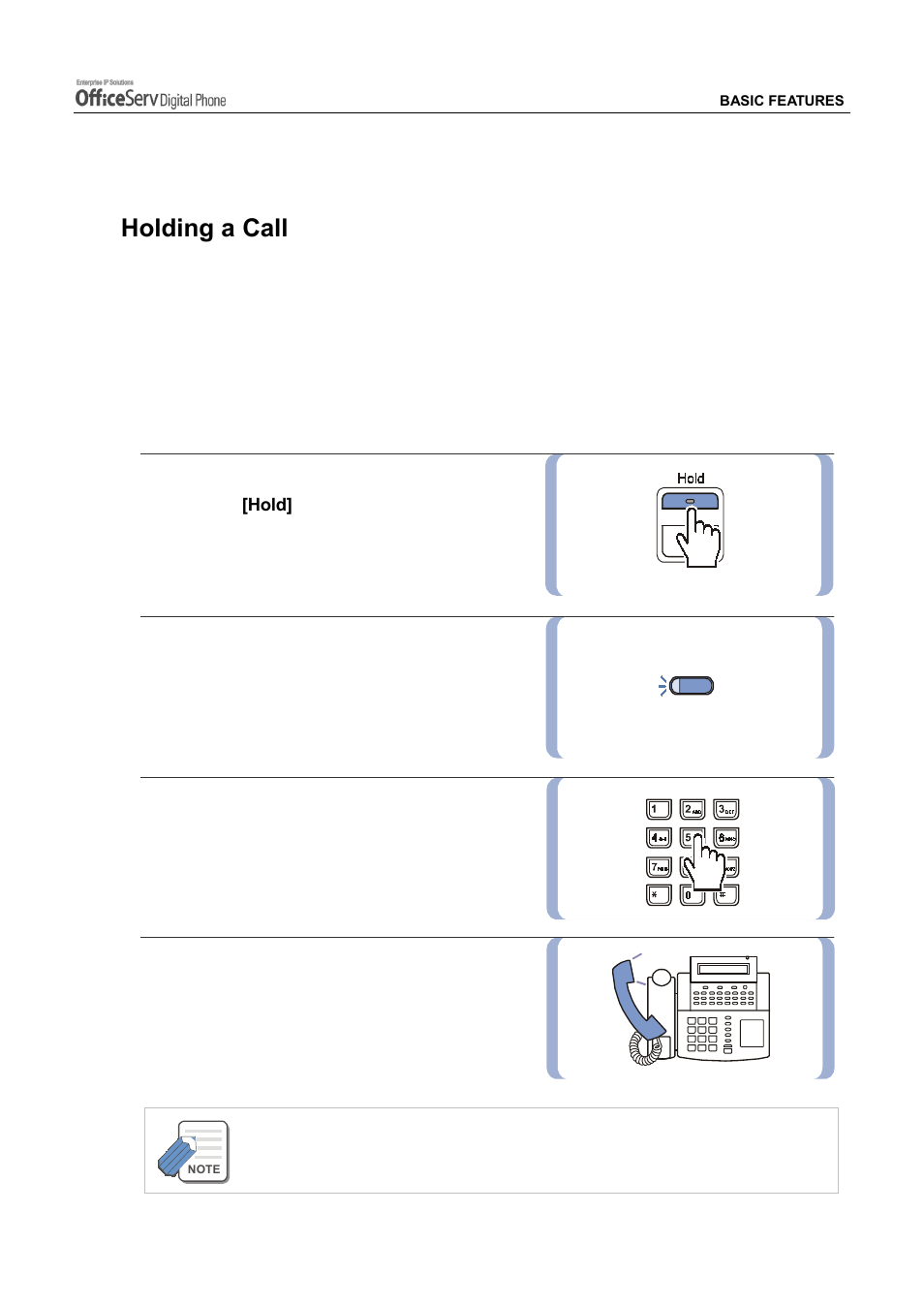 Intercom / outside calls, Holding a call | Samsung DS5021D User Manual | Page 63 / 144