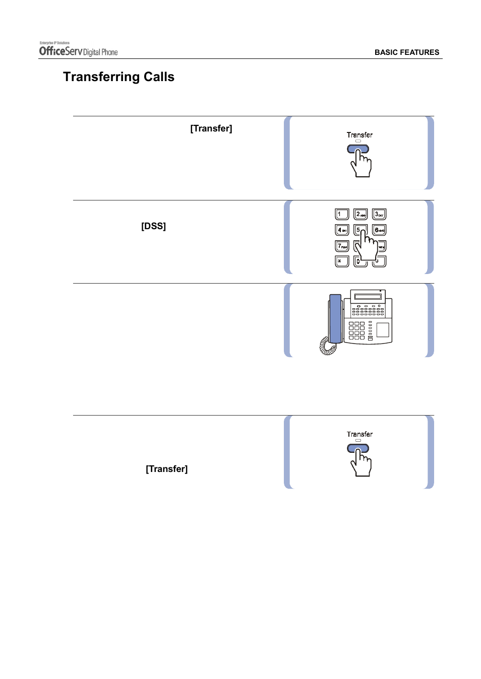 Transferring calls | Samsung DS5021D User Manual | Page 71 / 144