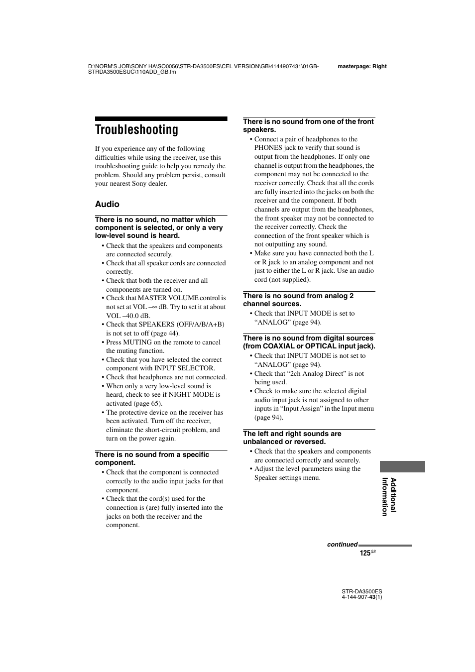 Troubleshooting | Sony 4-144-907-43(1) User Manual | Page 125 / 136