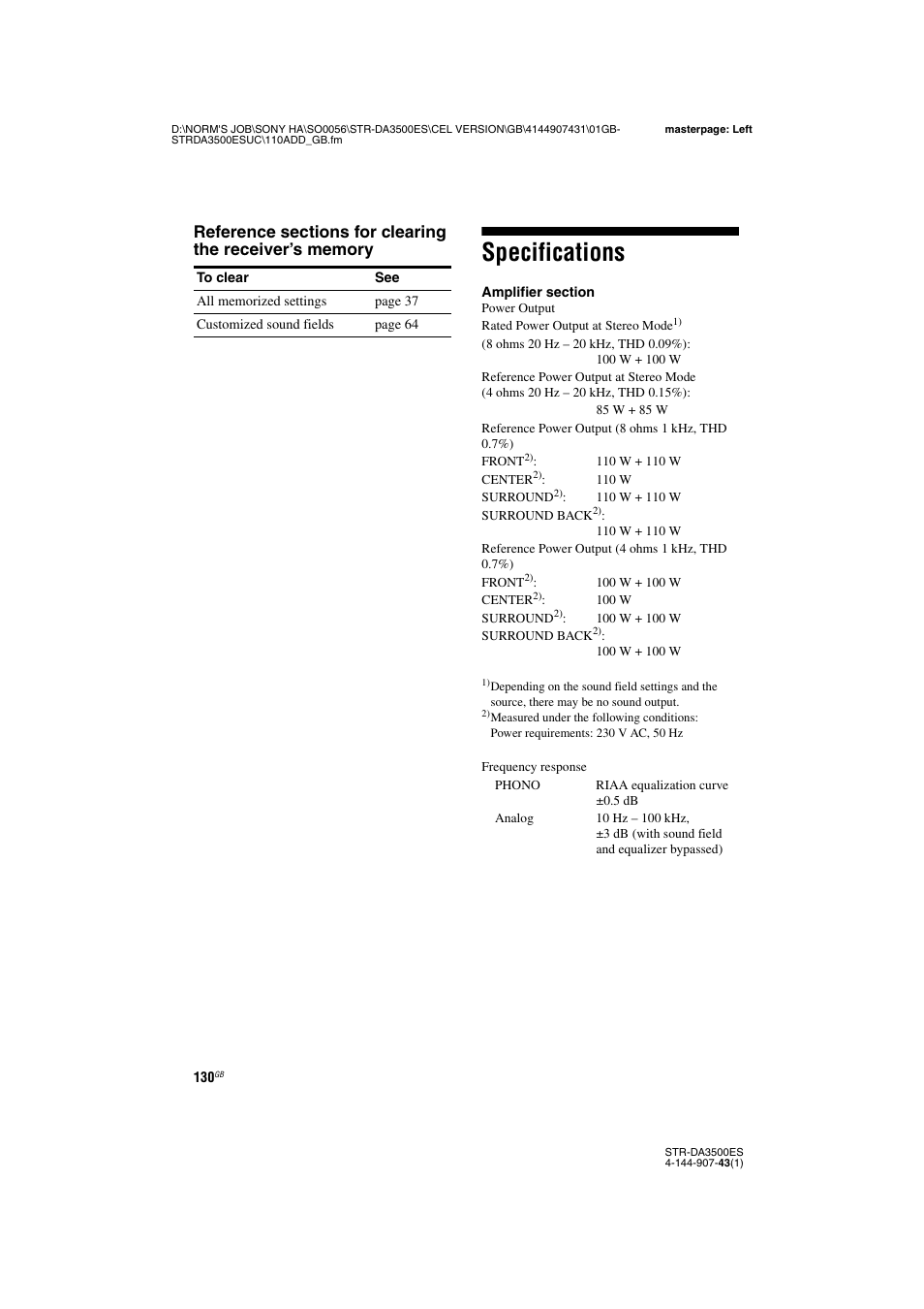 Specifications | Sony 4-144-907-43(1) User Manual | Page 130 / 136