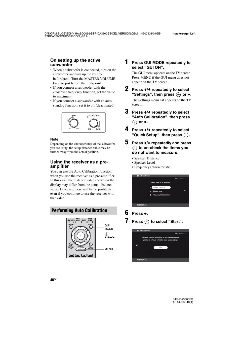 Performing auto calibration | Sony 4-144-907-43(1) User Manual | Page 46 / 136