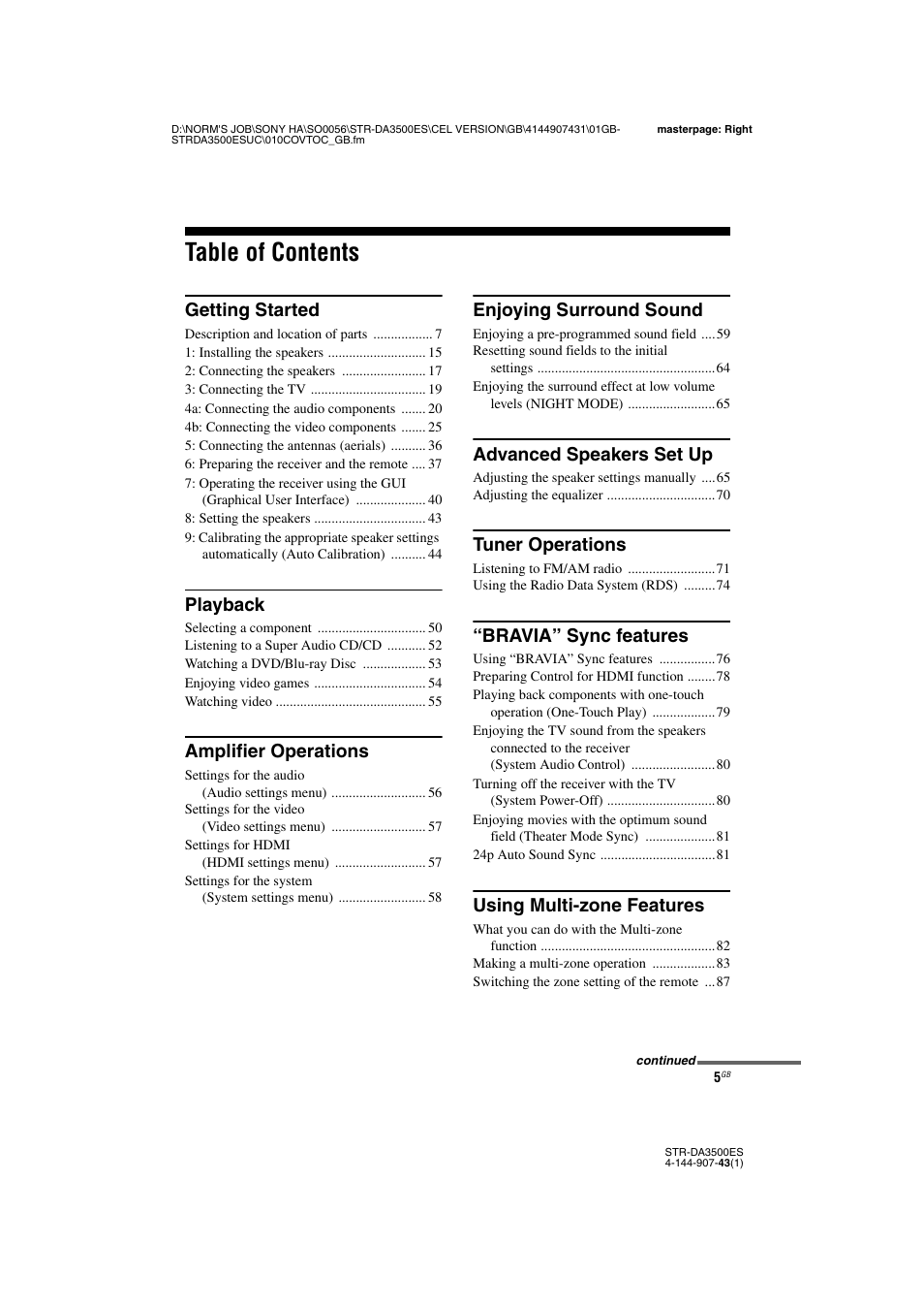 Sony 4-144-907-43(1) User Manual | Page 5 / 136