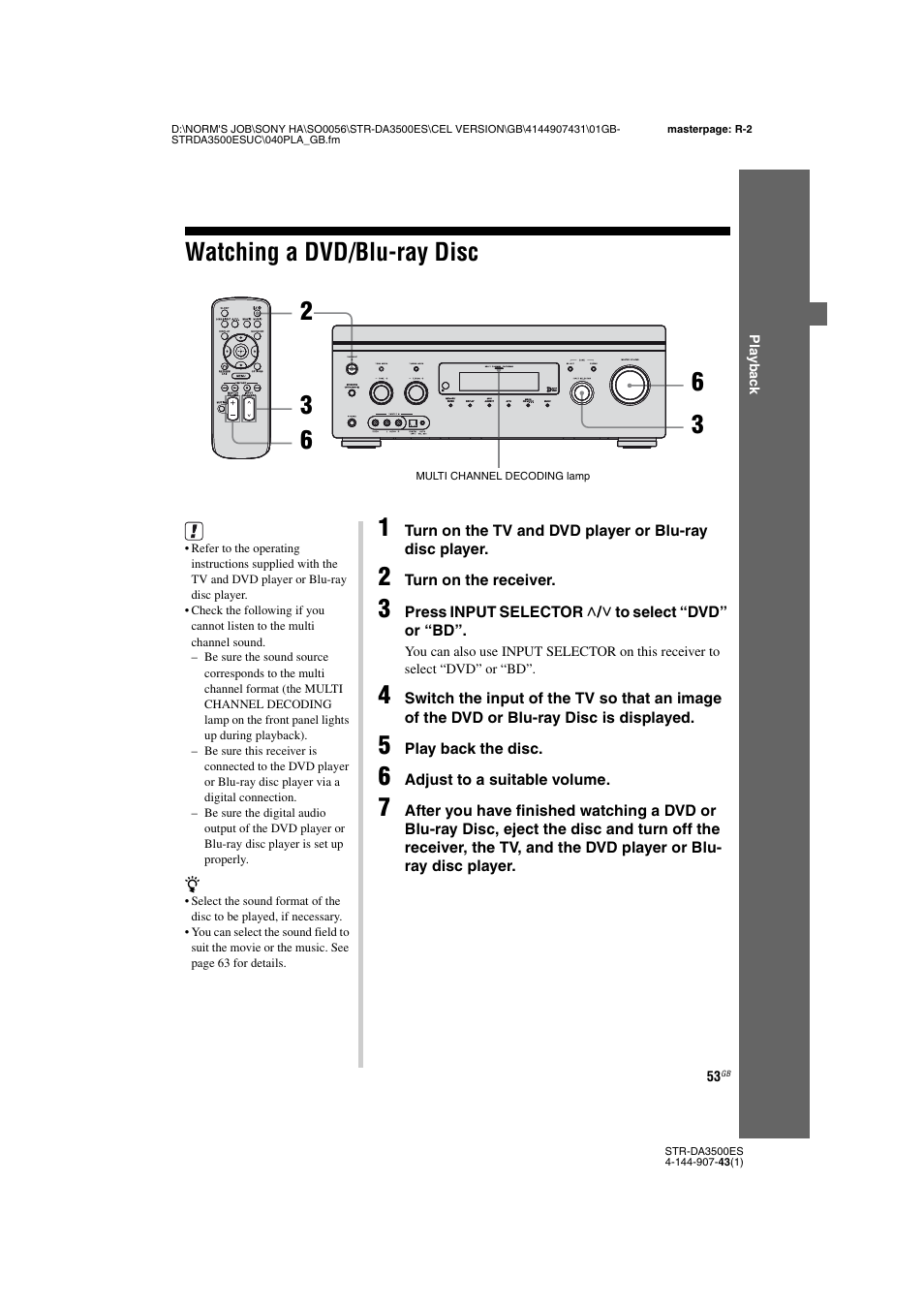 Watching a dvd/blu-ray disc | Sony 4-144-907-43(1) User Manual | Page 53 / 136