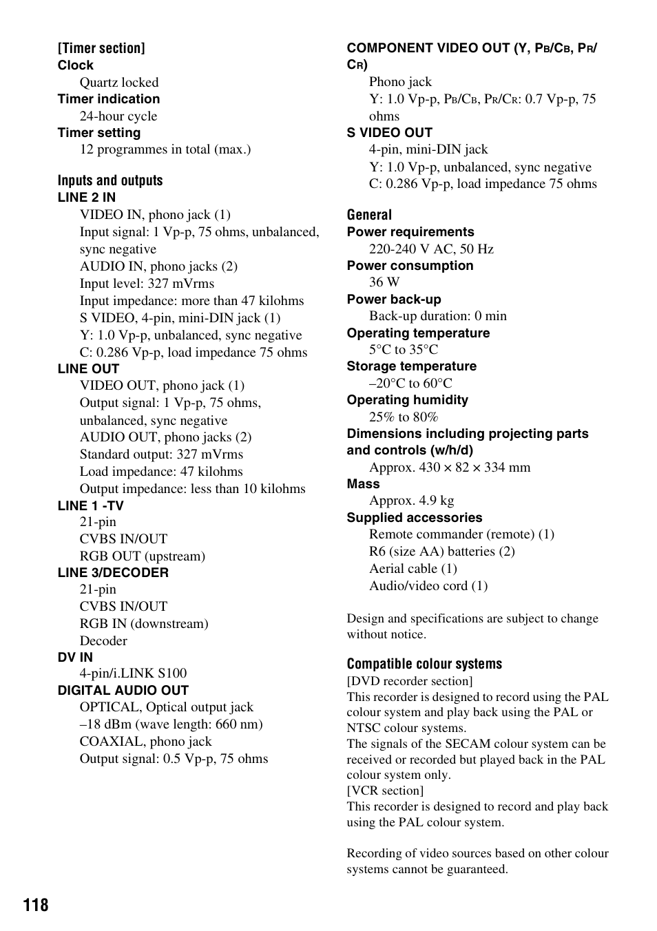Sony RDR-VX420 User Manual | Page 118 / 132