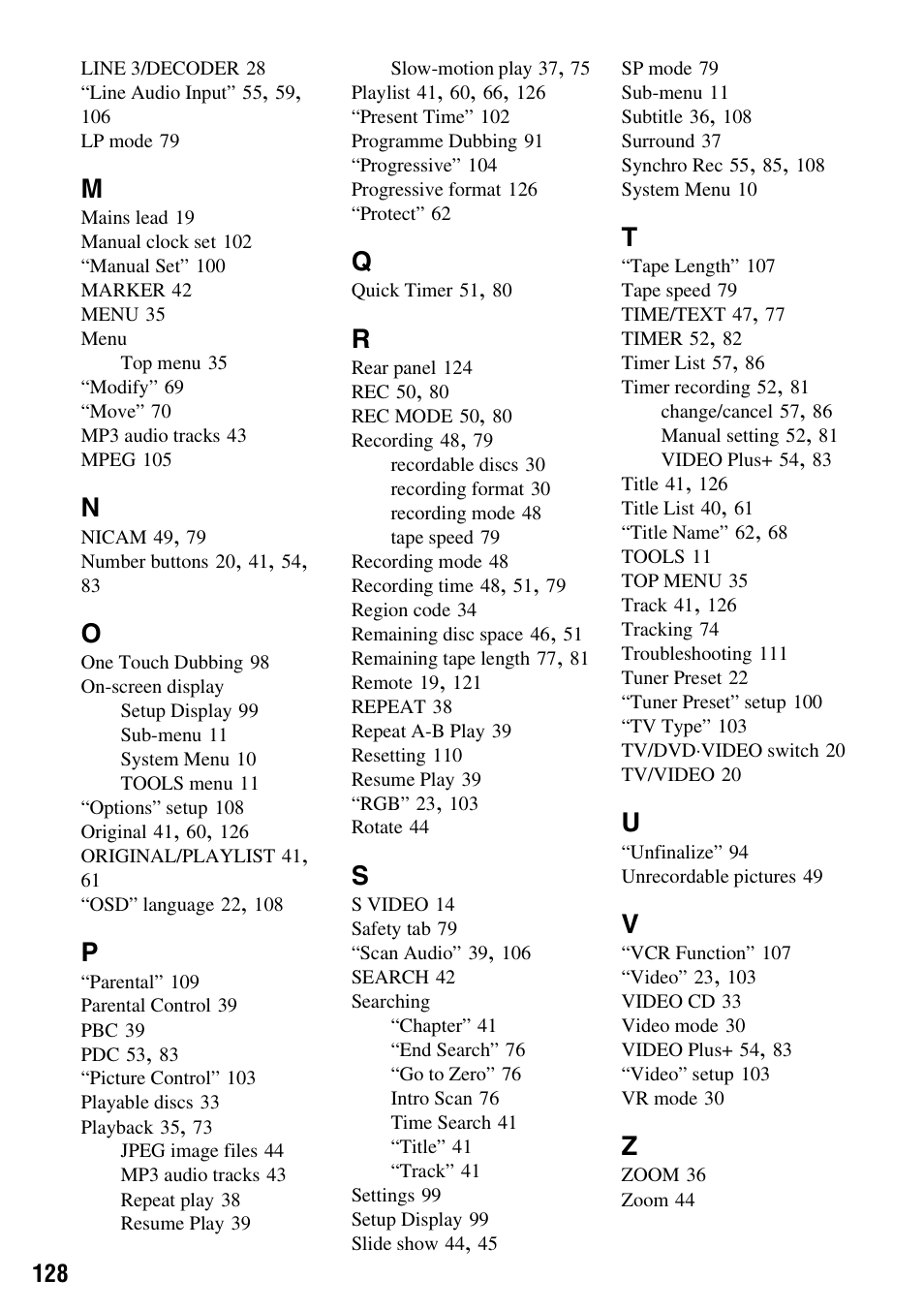 Sony RDR-VX420 User Manual | Page 128 / 132