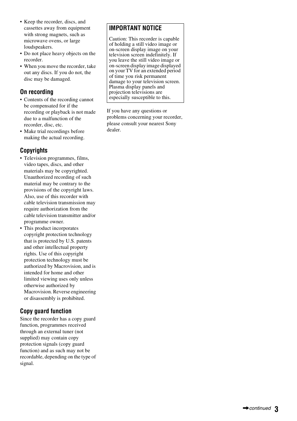 Sony RDR-VX420 User Manual | Page 3 / 132