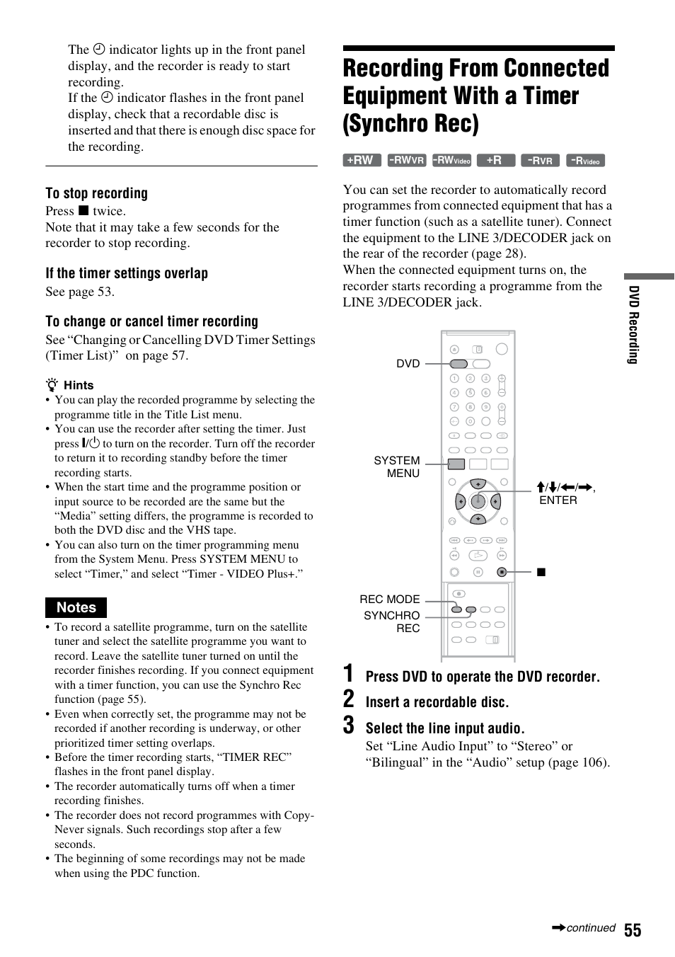 Es 55 | Sony RDR-VX420 User Manual | Page 55 / 132