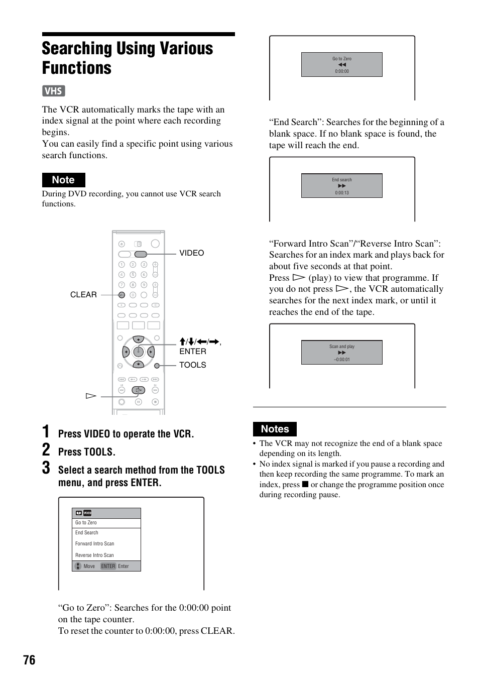 Searching using various functions | Sony RDR-VX420 User Manual | Page 76 / 132
