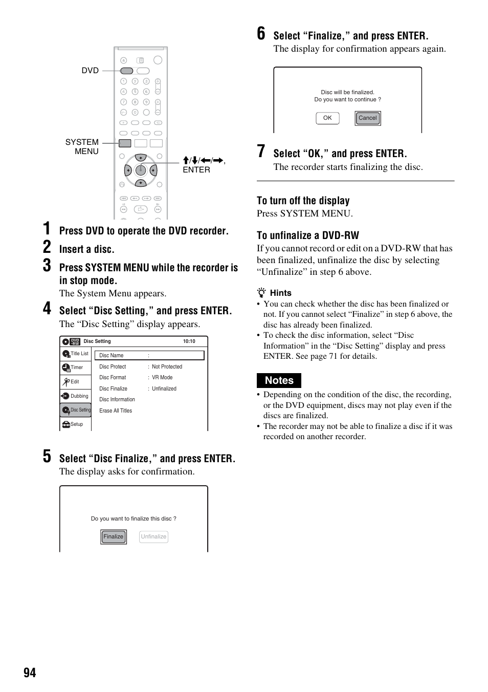 Sony RDR-VX420 User Manual | Page 94 / 132
