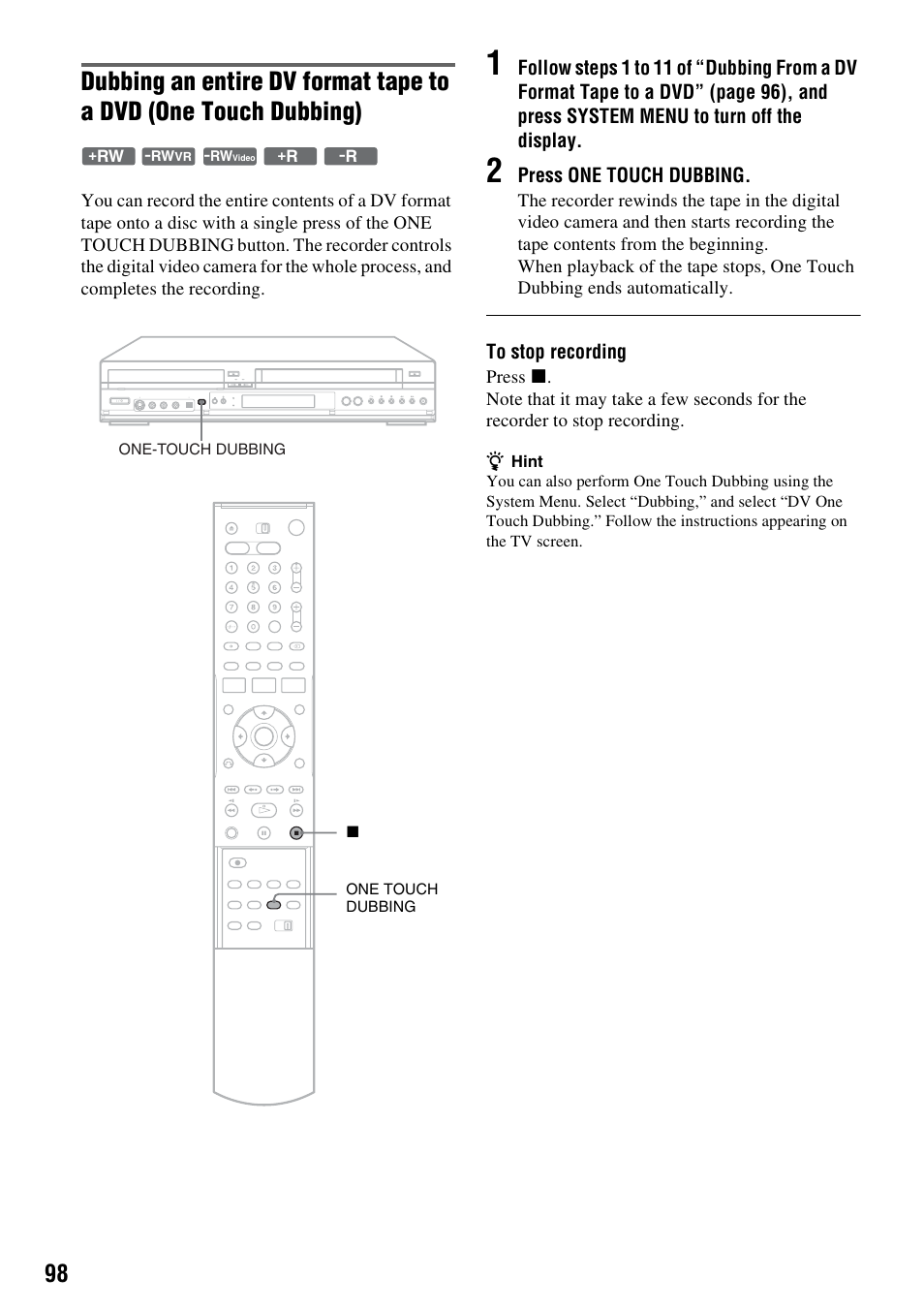 Sony RDR-VX420 User Manual | Page 98 / 132