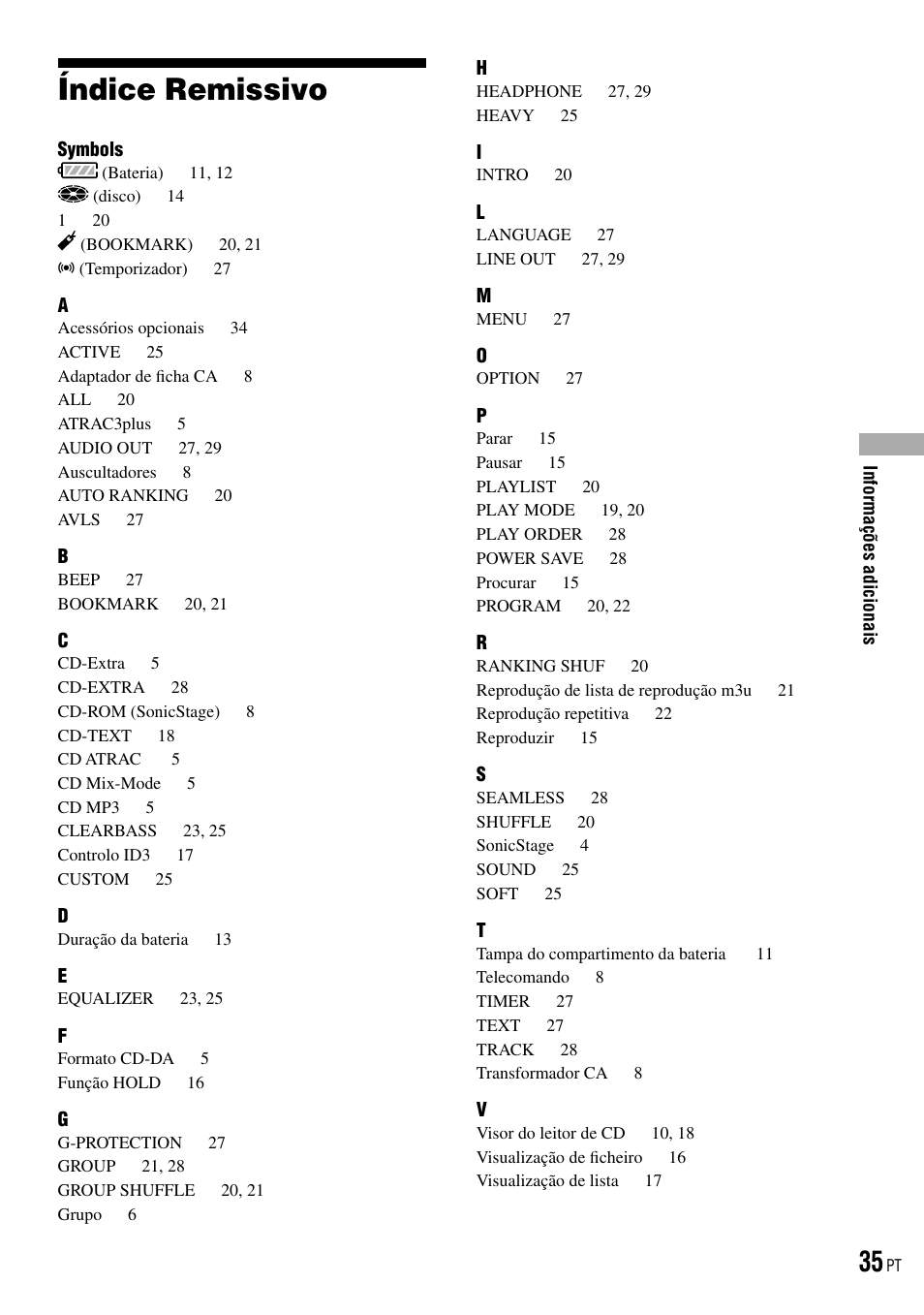 Índice remissivo | Sony D-NE520 User Manual | Page 103 / 103