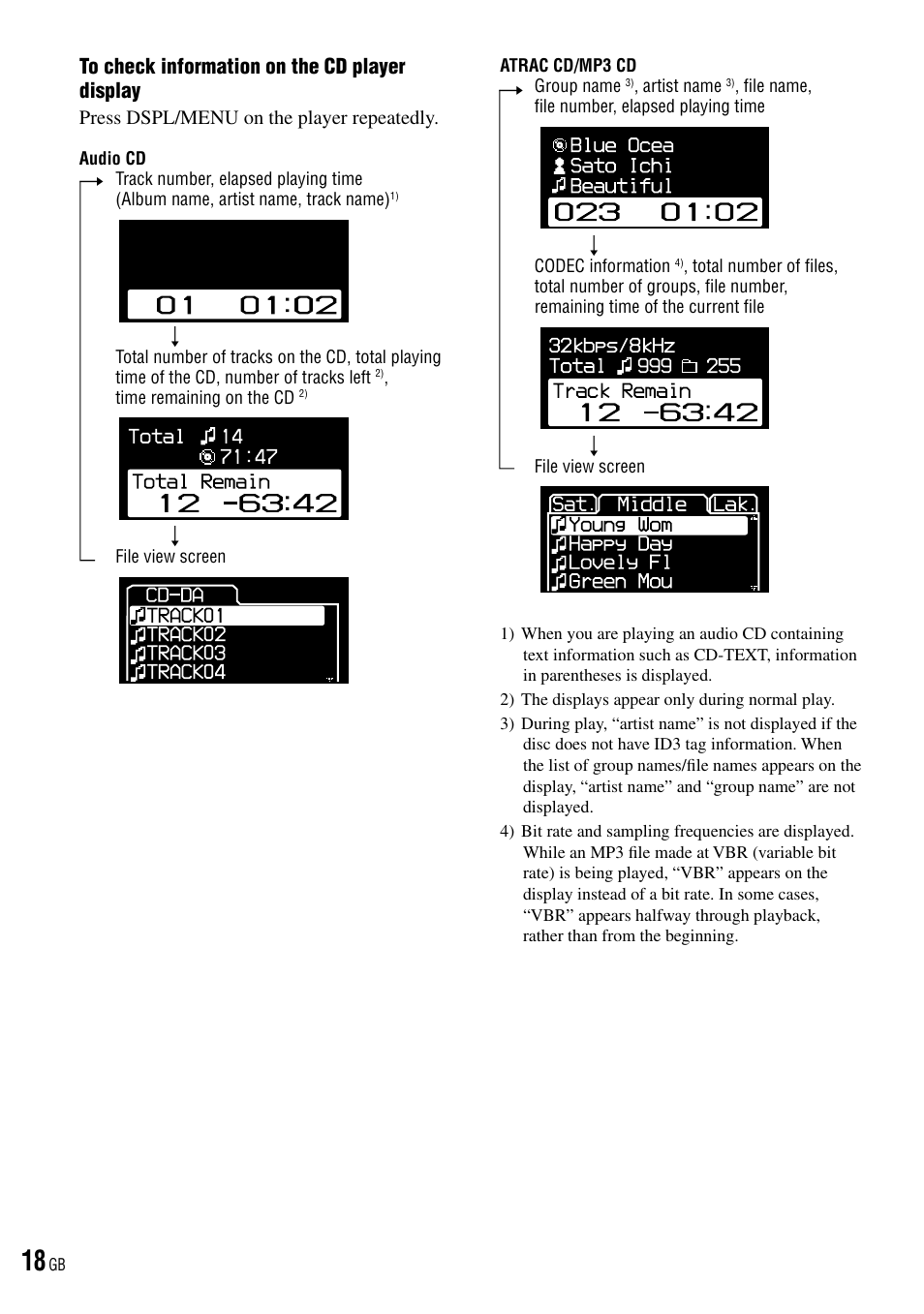 Sony D-NE520 User Manual | Page 18 / 103