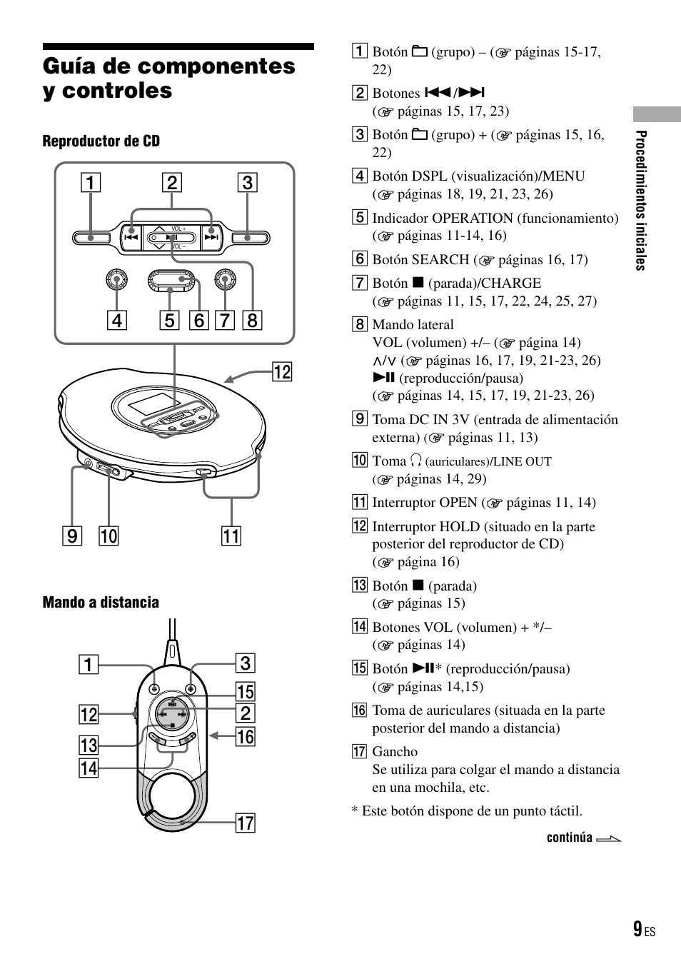 Guía de componentes y controles, Qs 1 qd qf qj qg 2 qh 3 | Sony D-NE520 User Manual | Page 43 / 103