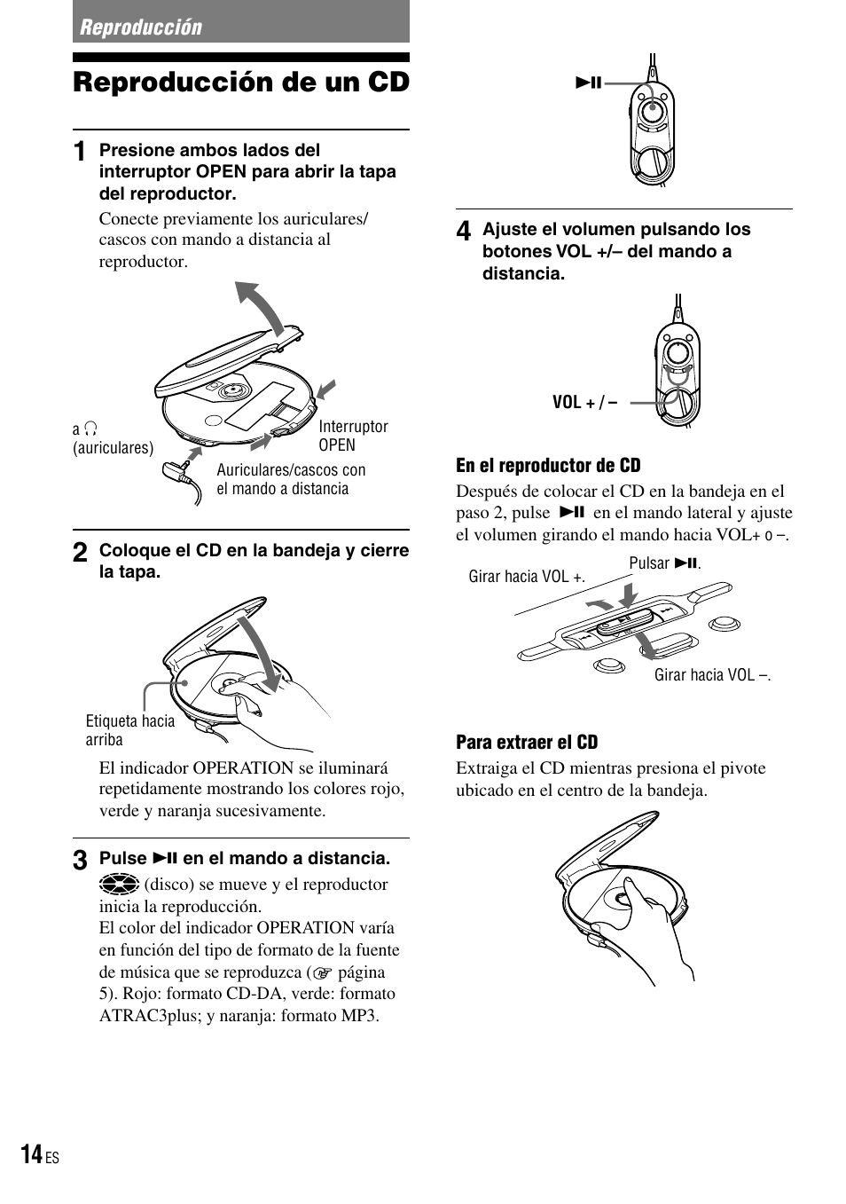 Reproducción, Reproducción de un cd, Reproducción de un cd 1 | Sony D-NE520 User Manual | Page 48 / 103