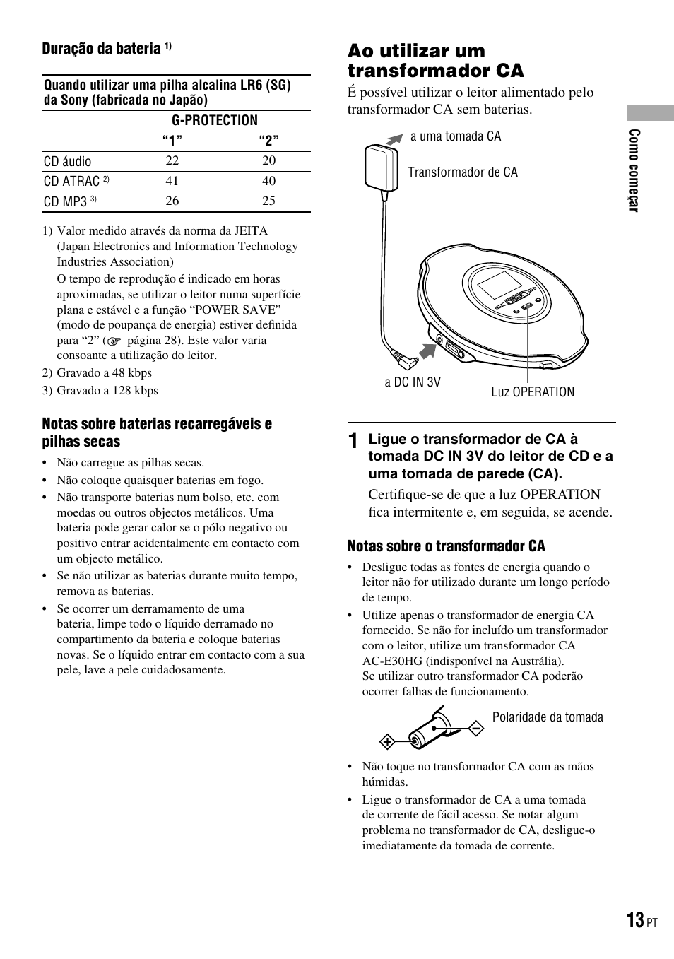 Ao utilizar um transformador ca | Sony D-NE520 User Manual | Page 81 / 103