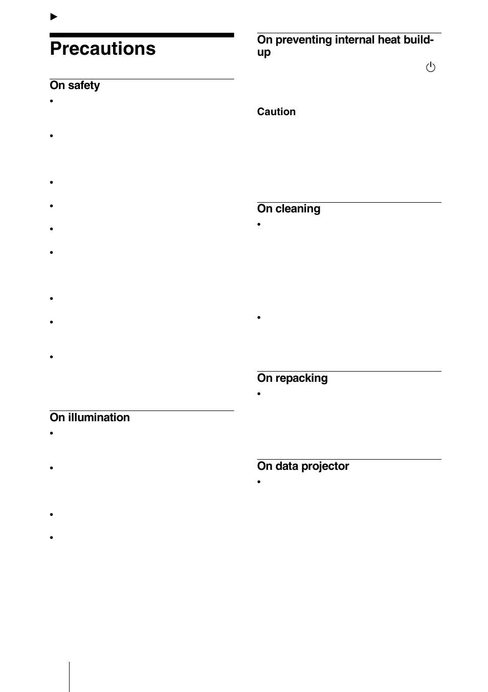 Overview, Precautions | Sony VPD-MX10 User Manual | Page 6 / 128