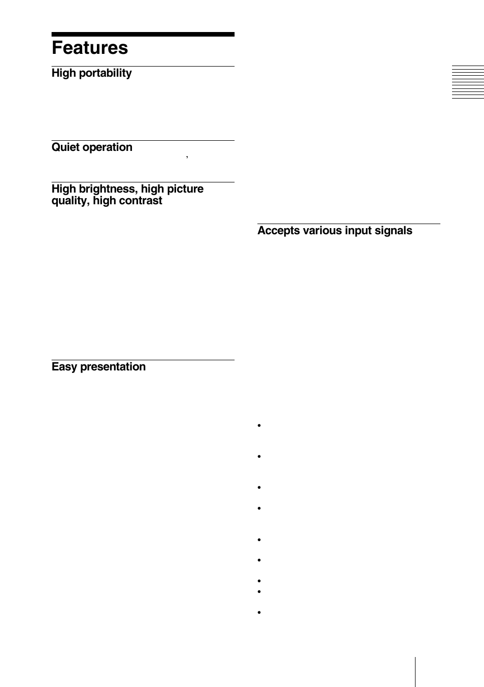 Features | Sony VPD-MX10 User Manual | Page 7 / 128