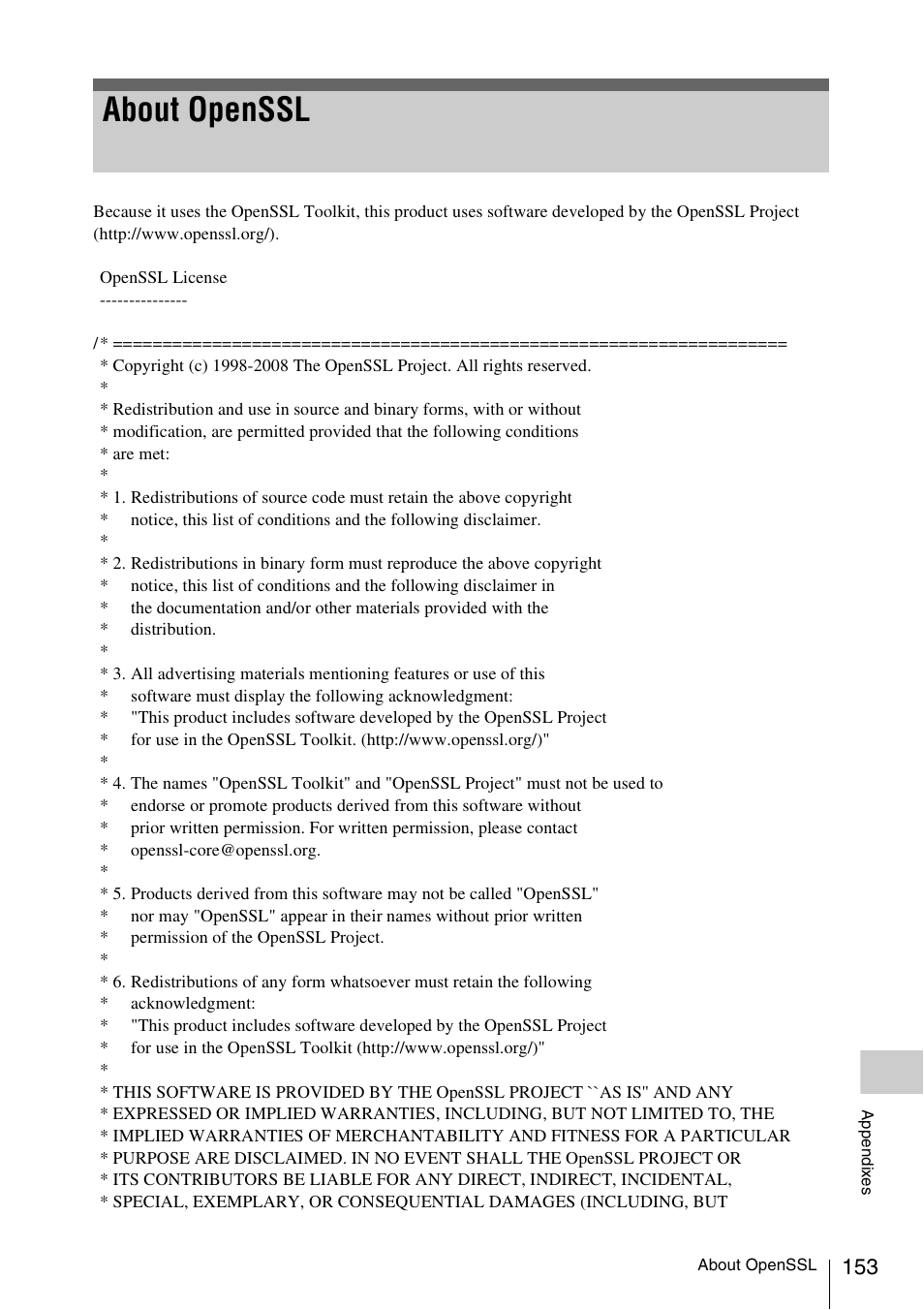 About openssl | Sony PMW-F3K User Manual | Page 153 / 164