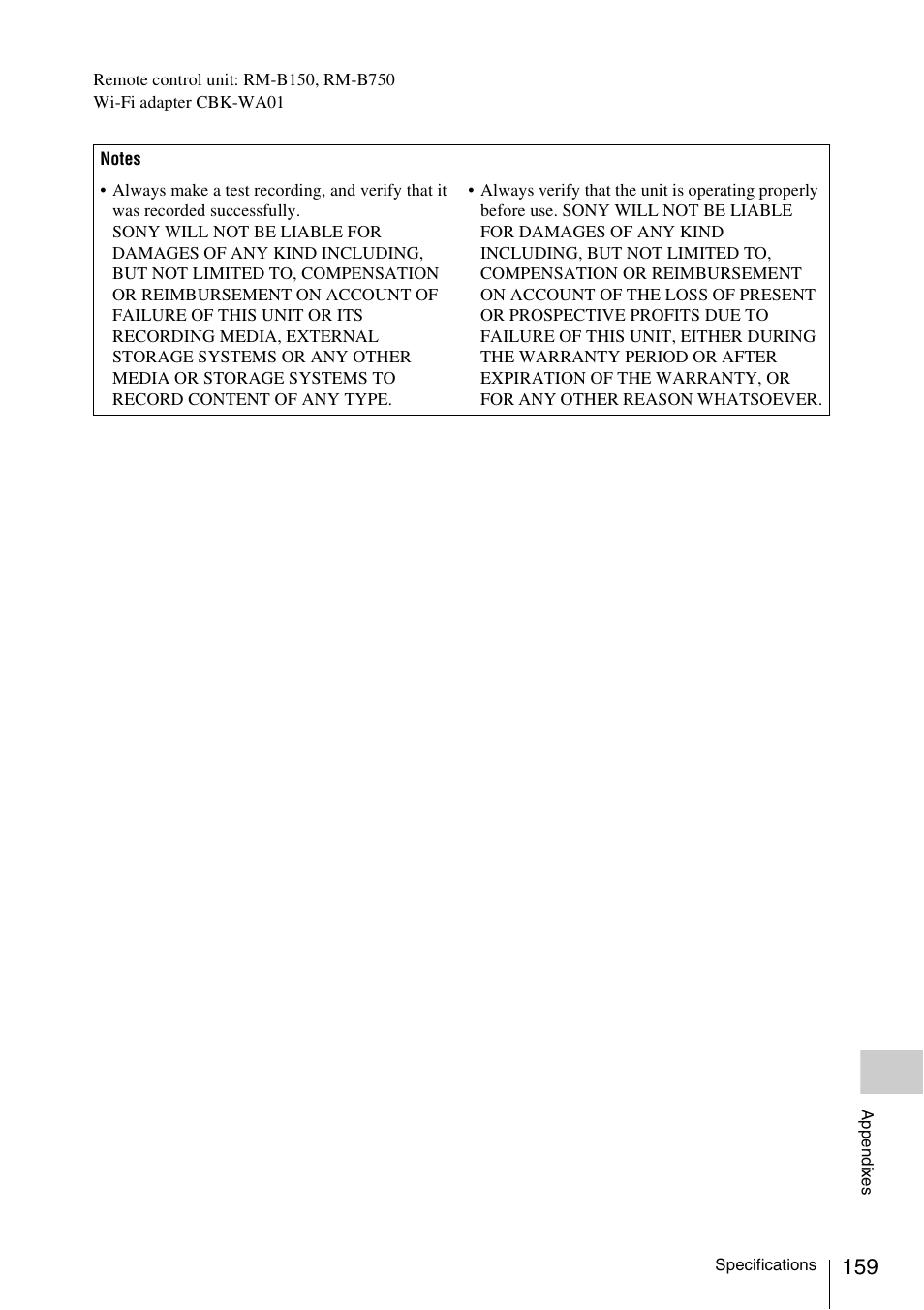 Sony PMW-F3K User Manual | Page 159 / 164