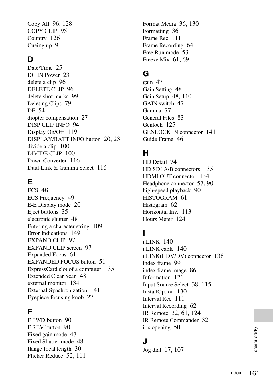 Sony PMW-F3K User Manual | Page 161 / 164