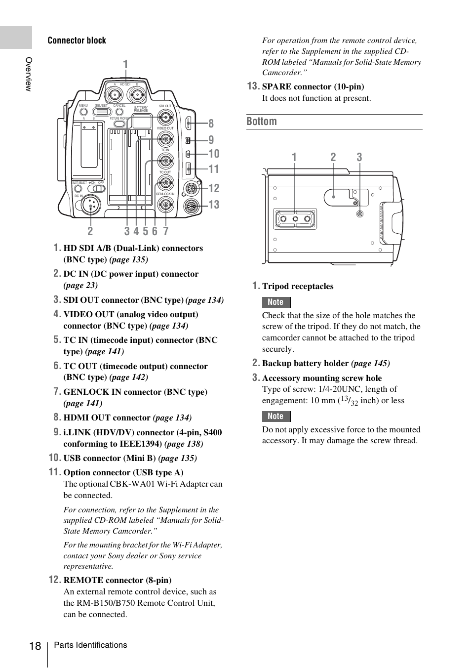 Bottom | Sony PMW-F3K User Manual | Page 18 / 164